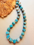 Faceted Bright Blue Agate Beaded Necklace
