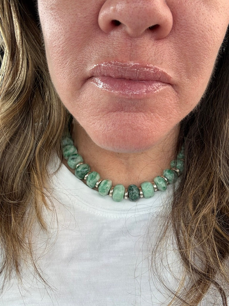 Tree Agate Vintage Beaded Statement Necklace