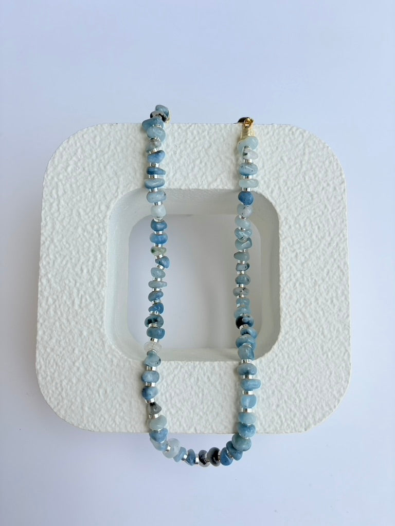 Aquamarine Mixed Metals Necklace