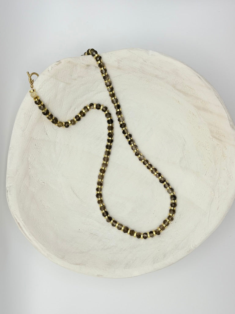 Smoky Quartz Faceted Gemstone Necklace