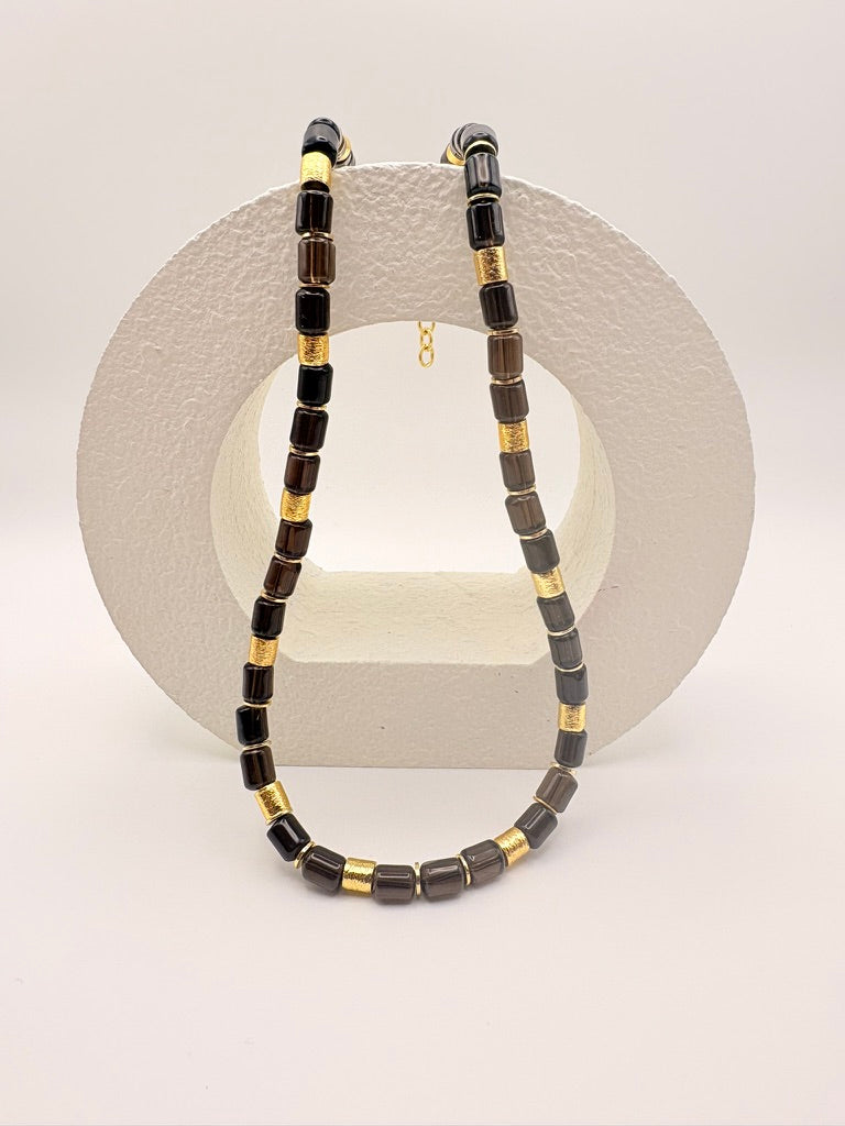 Smoky Quartz Tube Bead Necklace