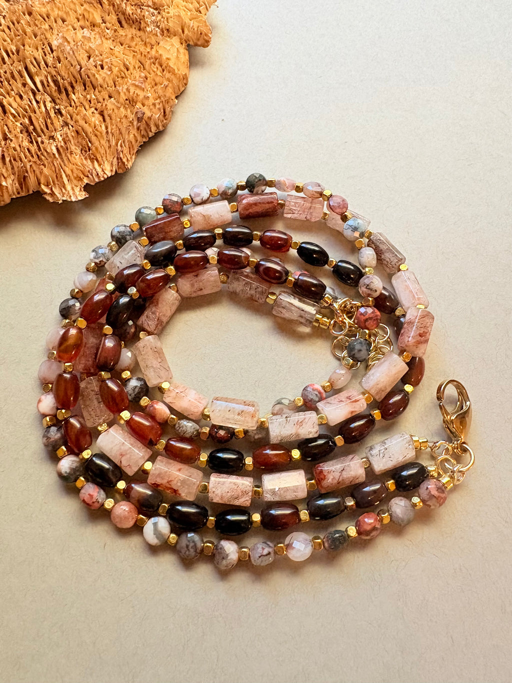 Multi Stone Three Strand Necklace