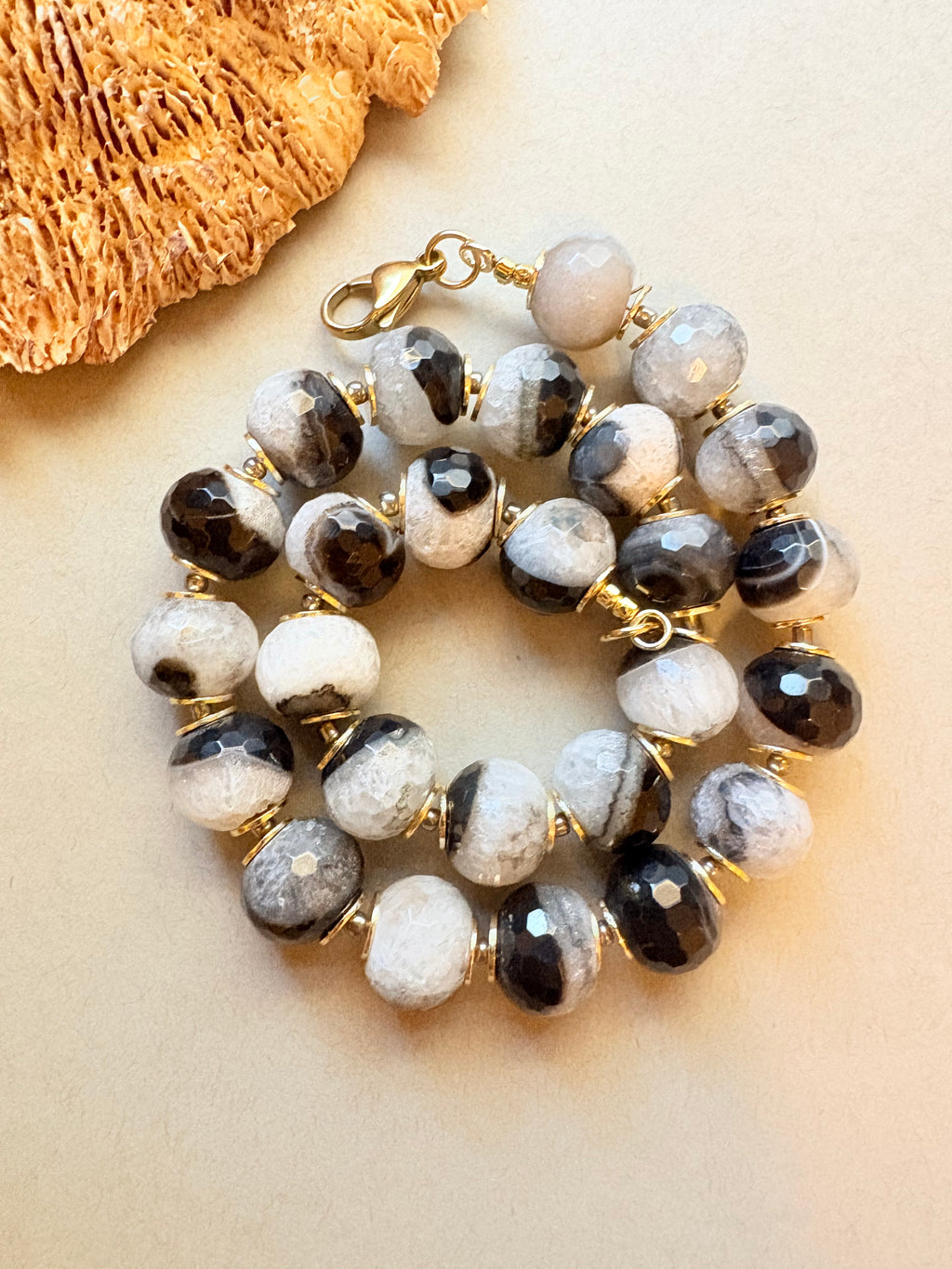 Faceted Orca Agate Statement Beaded Necklace