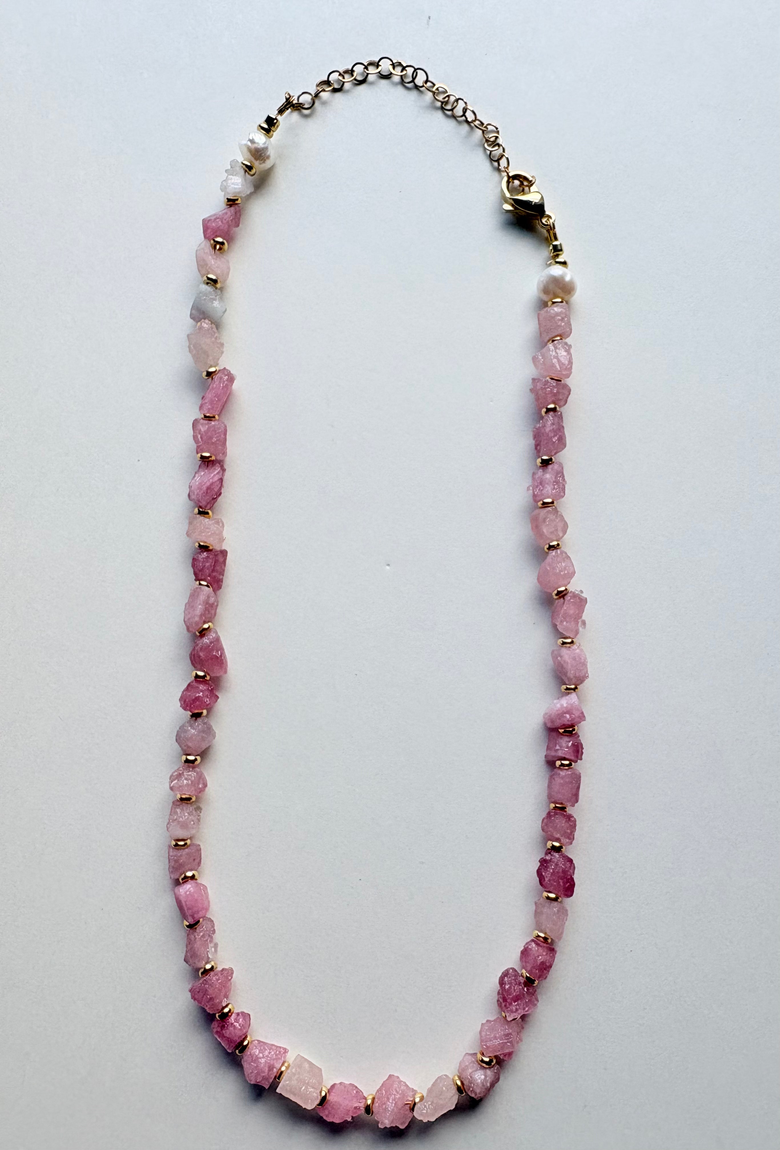 Pink Tourmaline Nugget Necklace