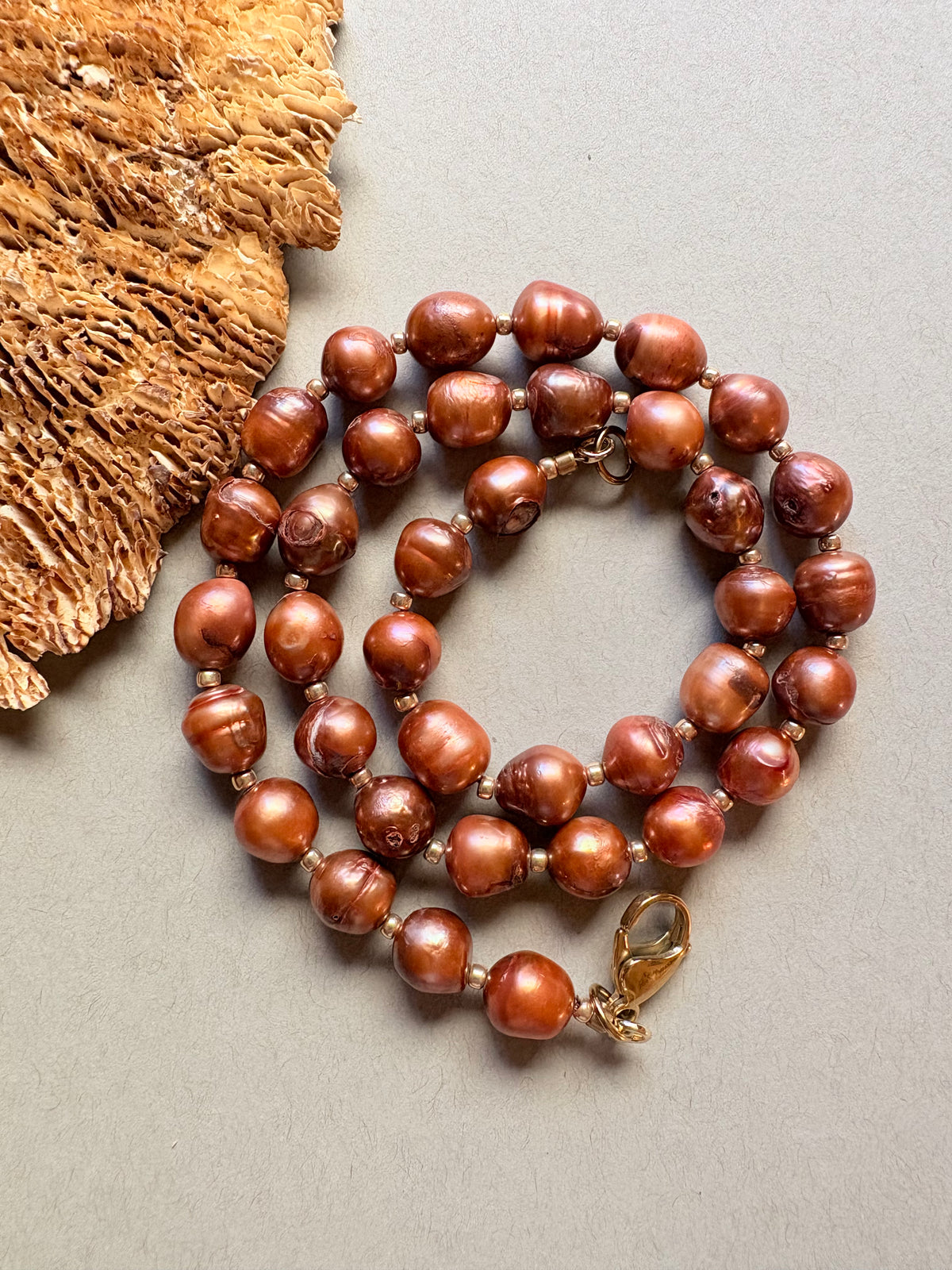 Burnt Orange Fresh  Water Pearl Necklace