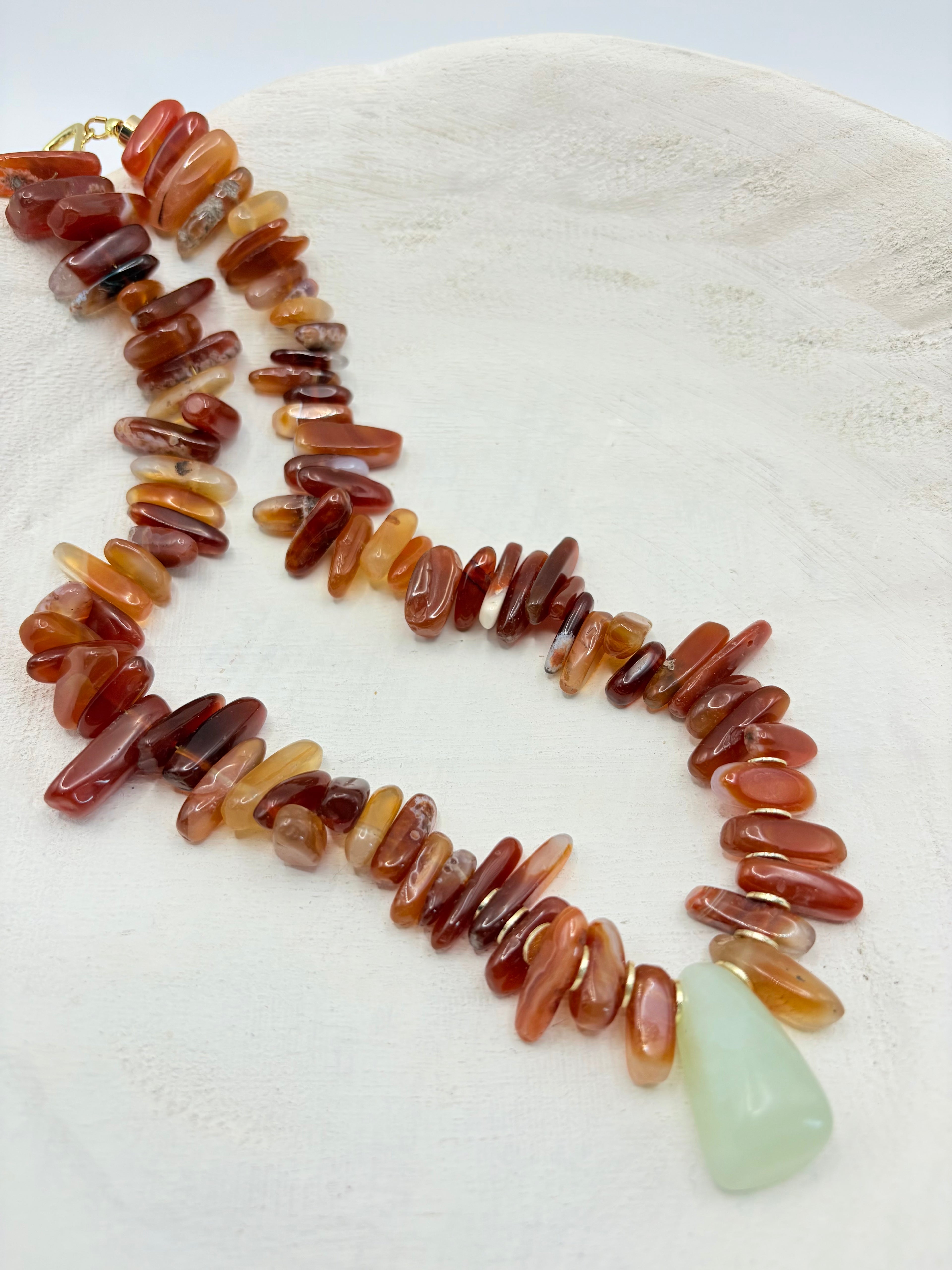 Carnelian Chip Necklace made with Vintage Beads