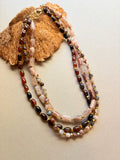 Multi Stone Three Strand Necklace