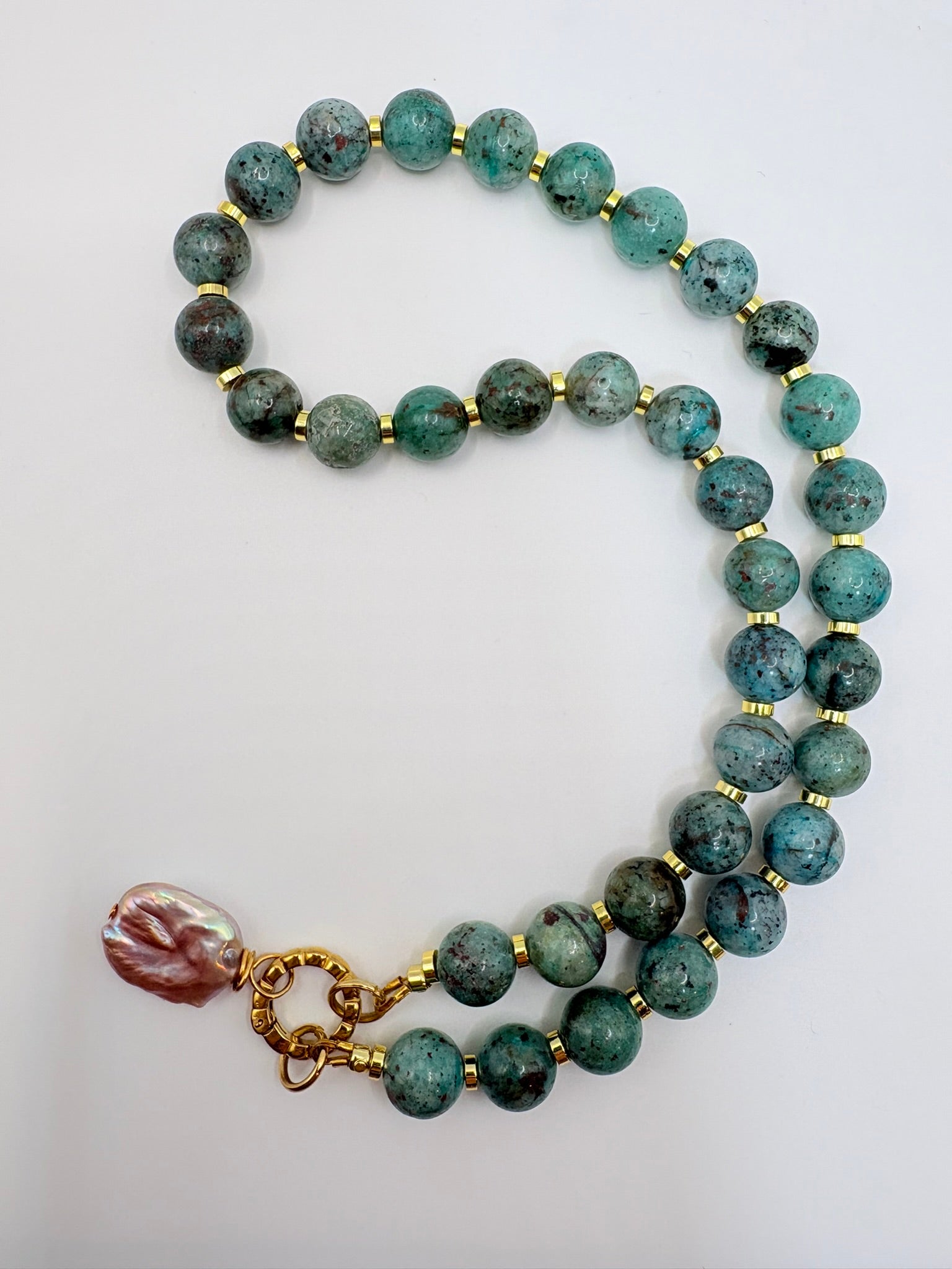 Cuprite Necklace with Purple Pearl Pendant