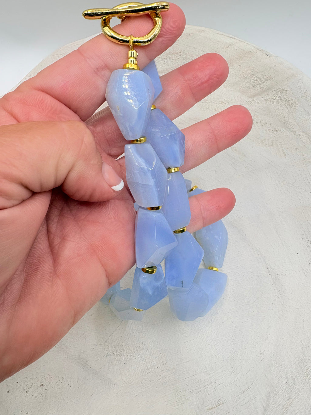 Blue Lace Agate Nugget Necklace