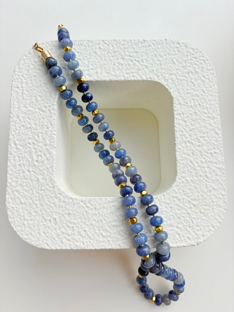 Natural Dumortierite Rondelle Necklace