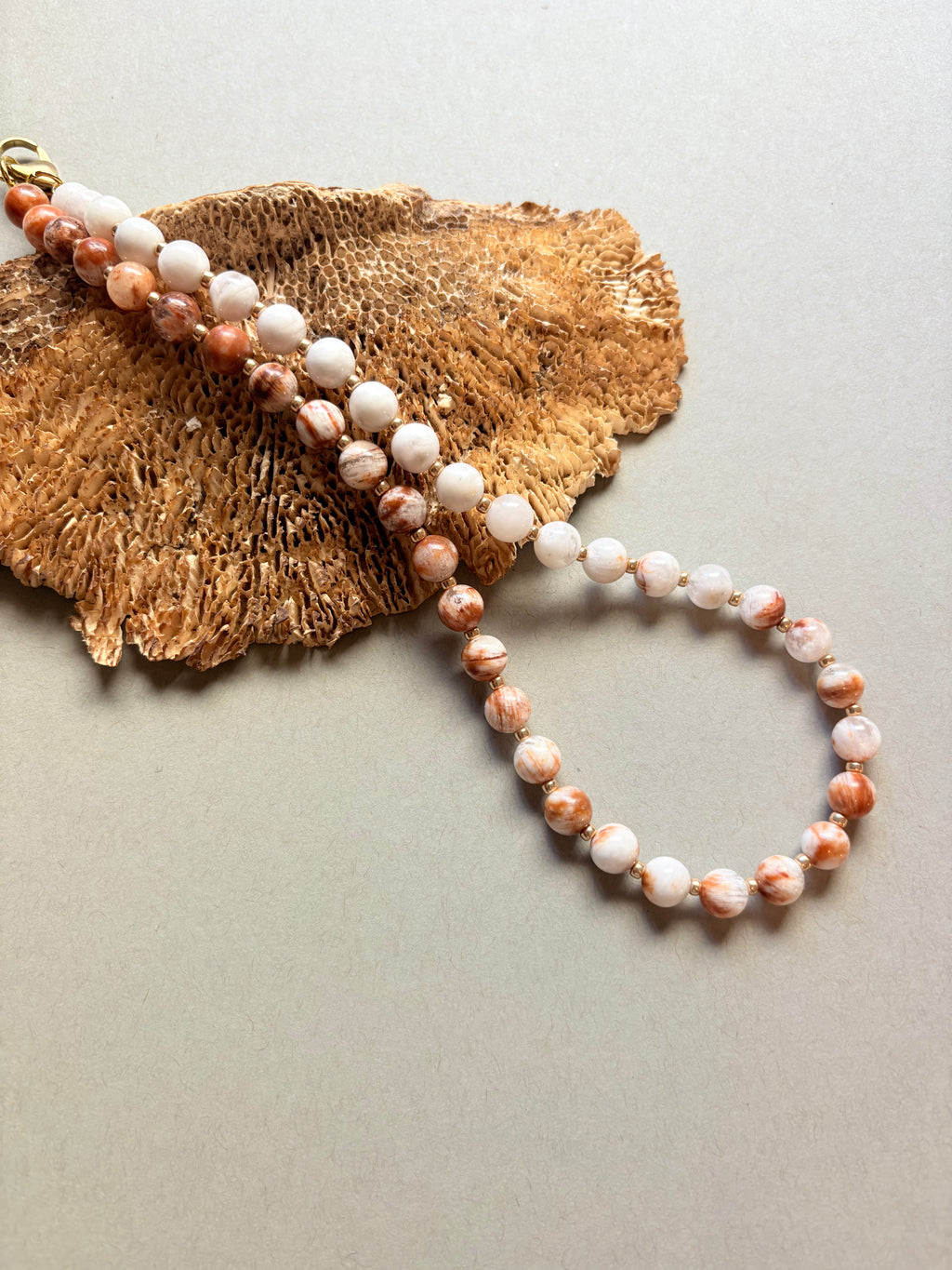Banded Agate Beaded Necklace Mid