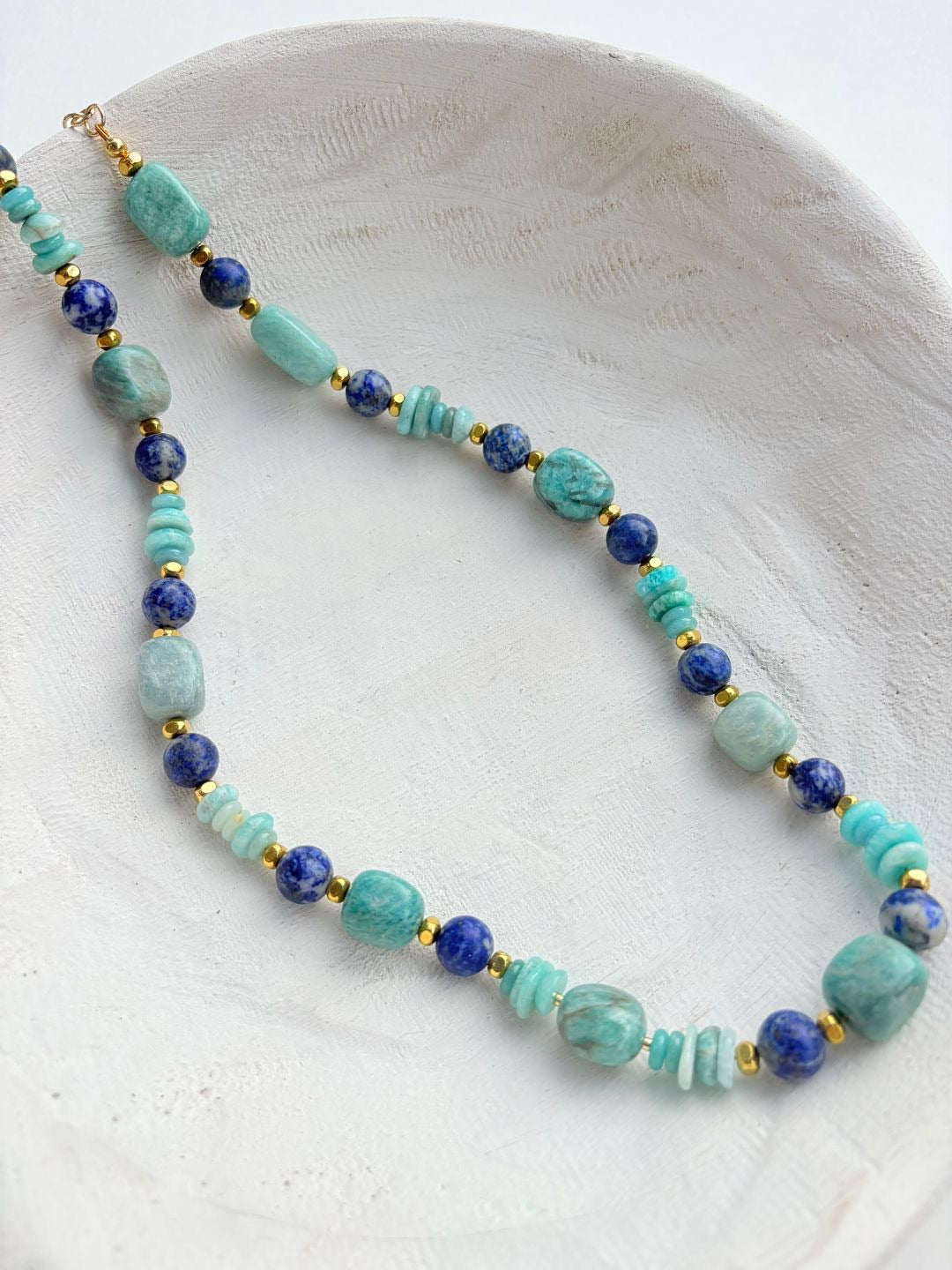 Natural Stone Amazonite, Sodalite Necklace