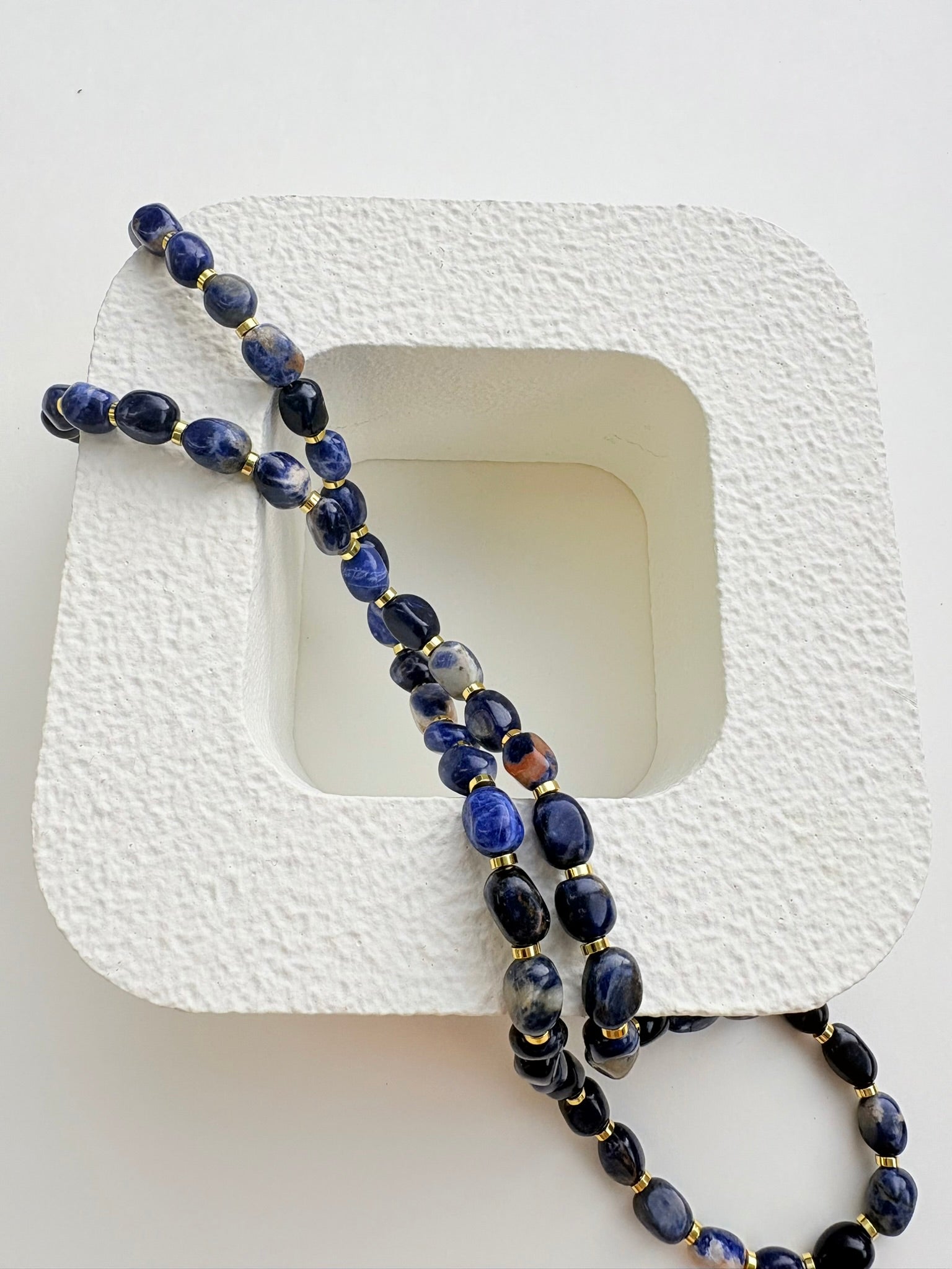 Natural Orange and Blue Sodalite Long Necklace