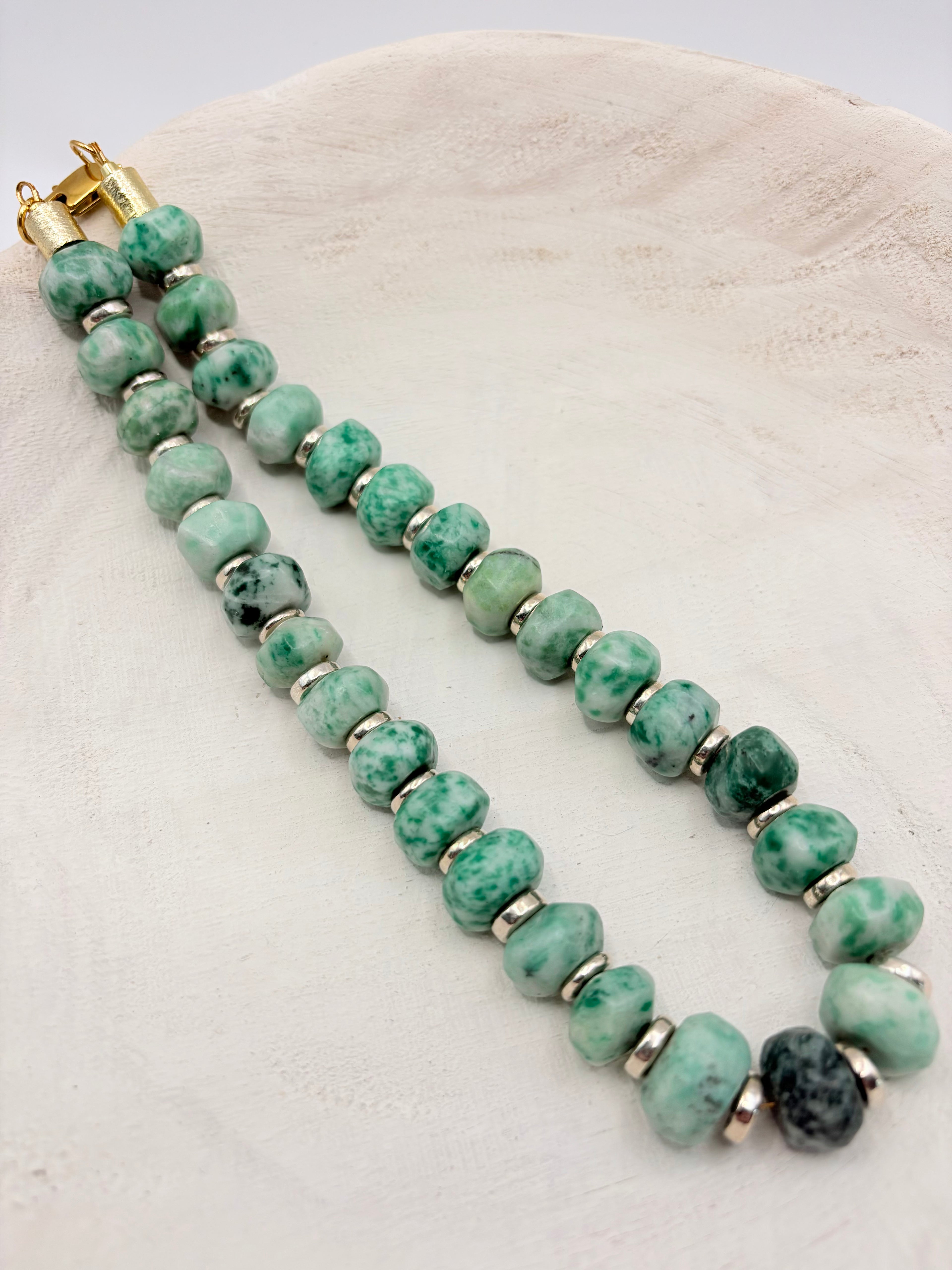 Tree Agate Vintage Beaded Statement Necklace