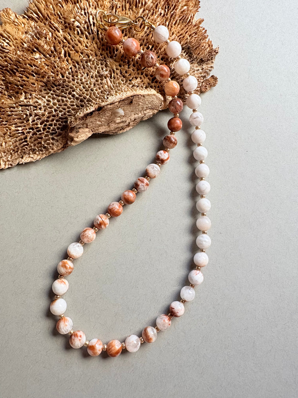 Banded Agate Beaded Necklace Mid