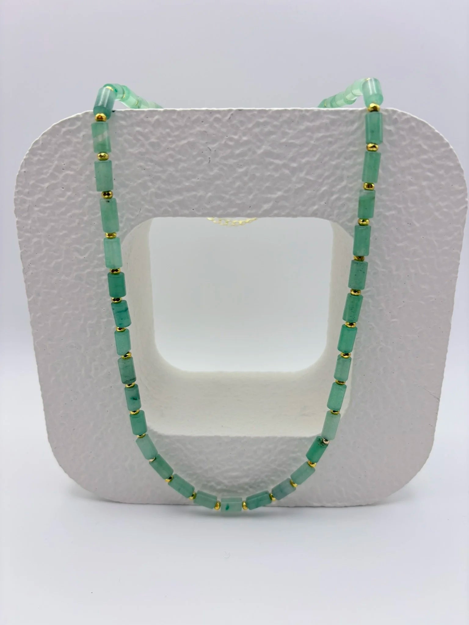 Aventurine Beaded Stacking Necklace (Blue Green)
