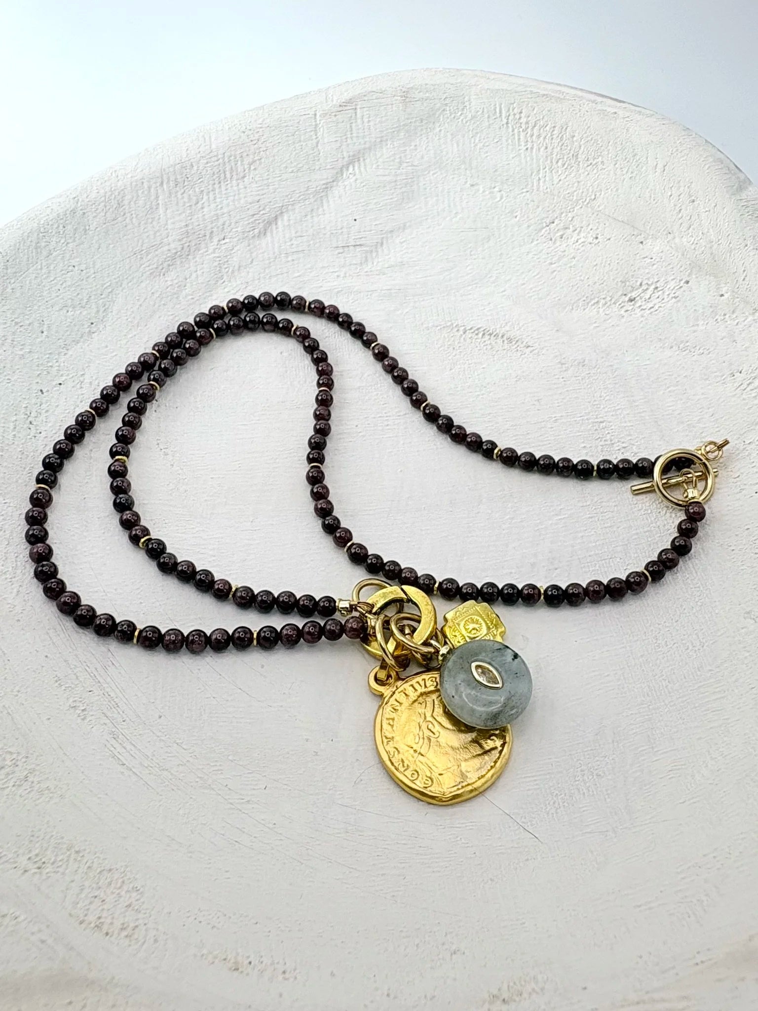 Garnet Gemstone Charm Necklace