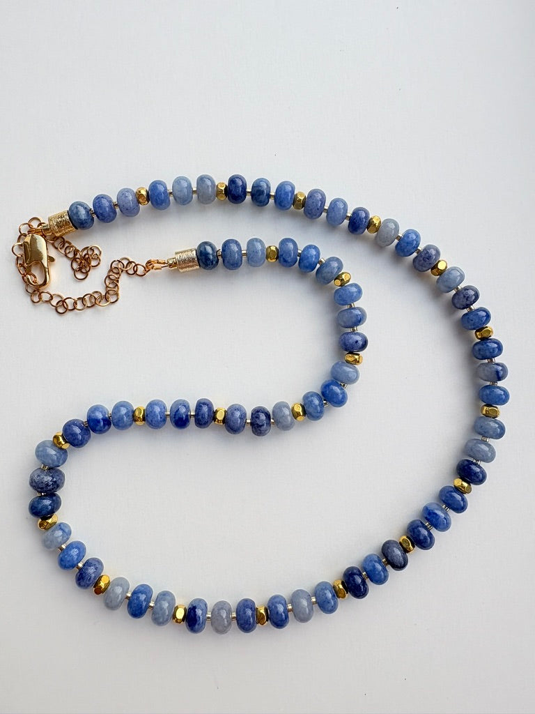 Natural Dumortierite Rondelle Necklace