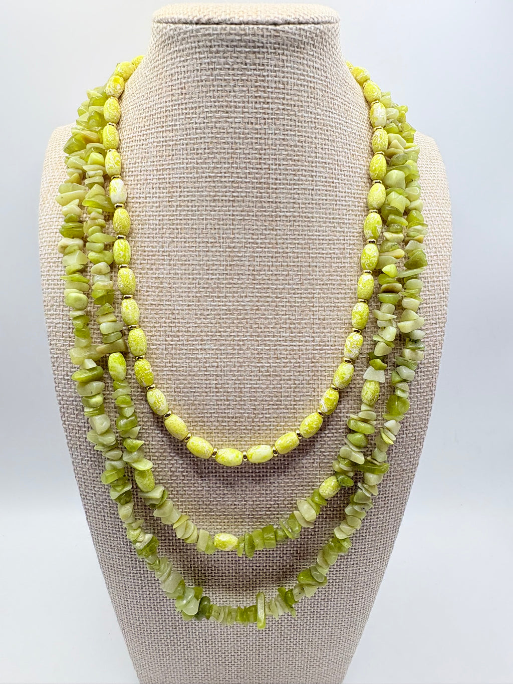Lemon Jade Chip Stacking Necklace 23.5 inches