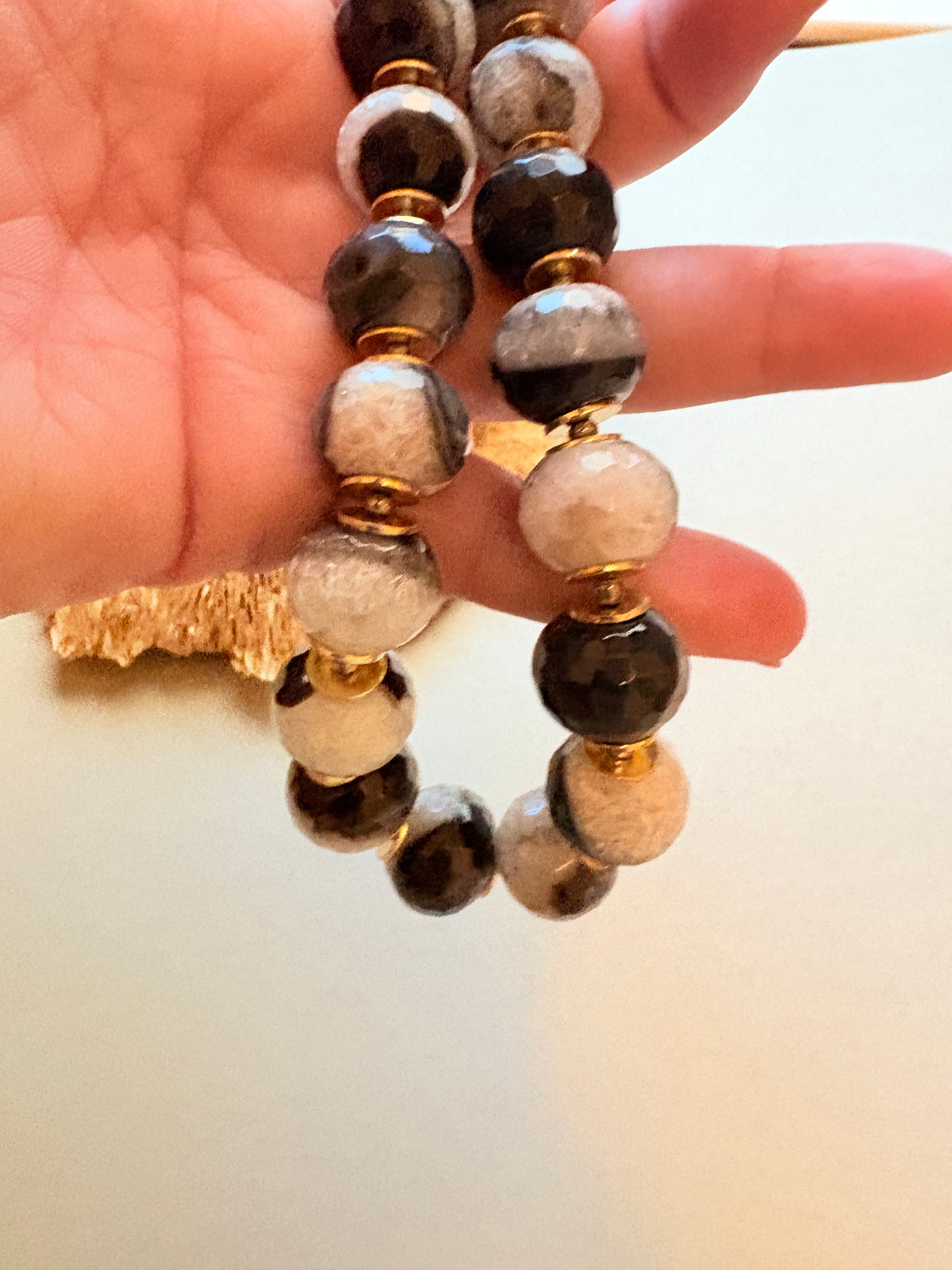 Faceted Orca Agate Statement Beaded Necklace