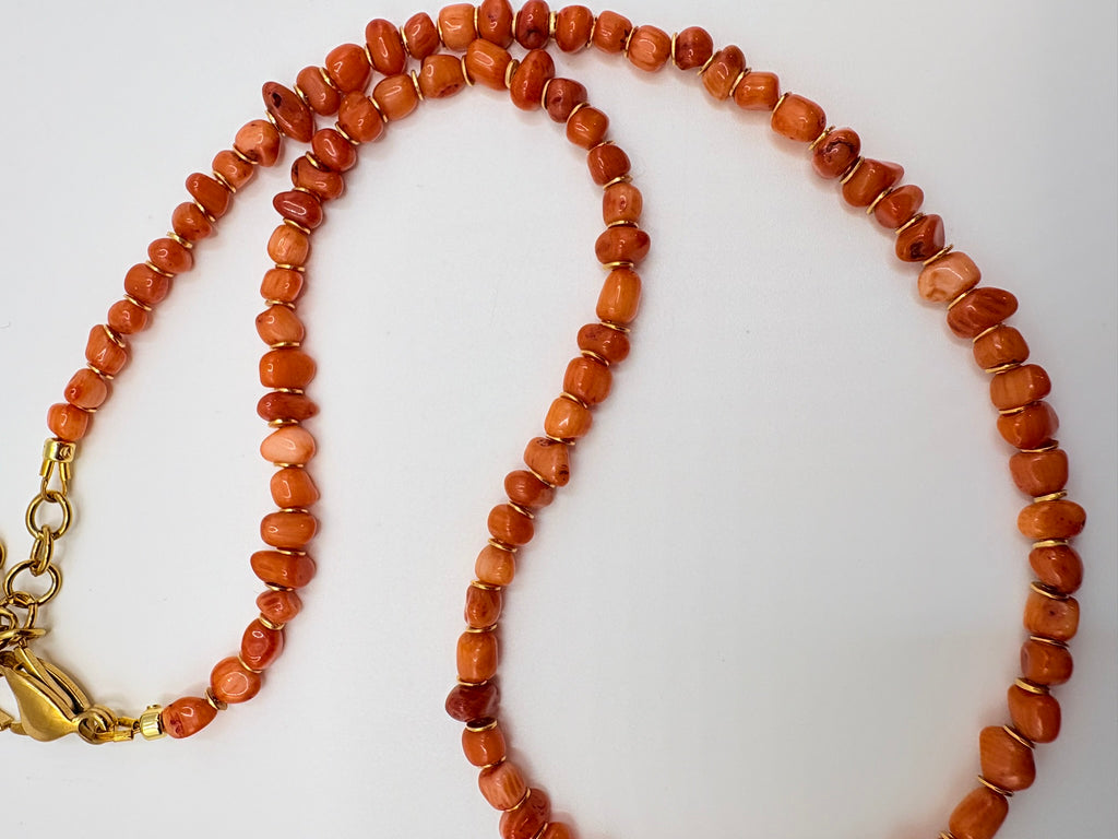 Orange Coral Dainty Necklace