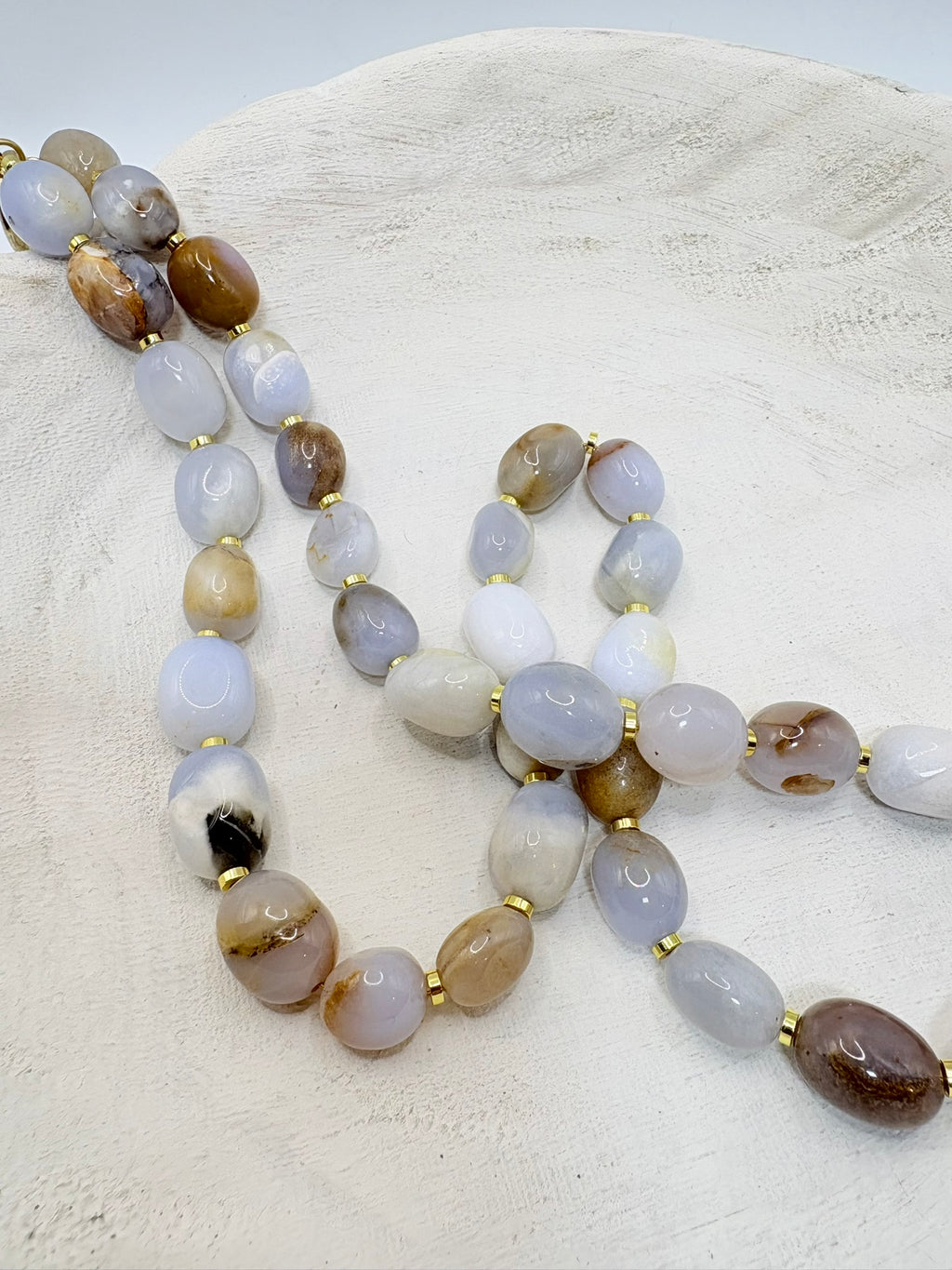 Blue Calcedony Tumble Necklace- Long