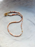 Natural Pink Opal Dainty Beaded Necklace