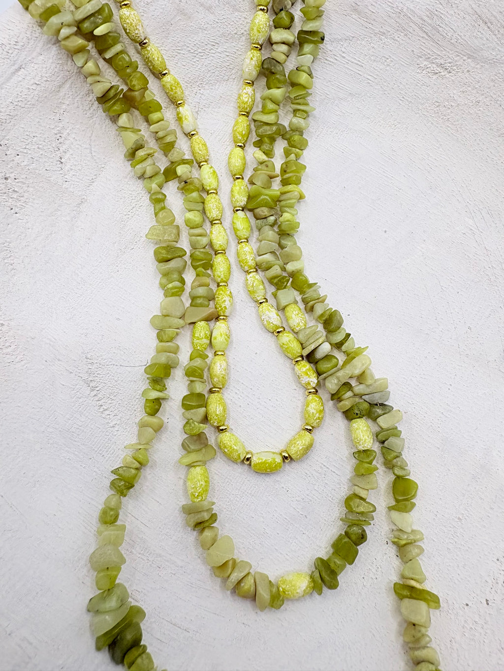 Lemon Jade Chip Stacking Necklace 23.5 inches
