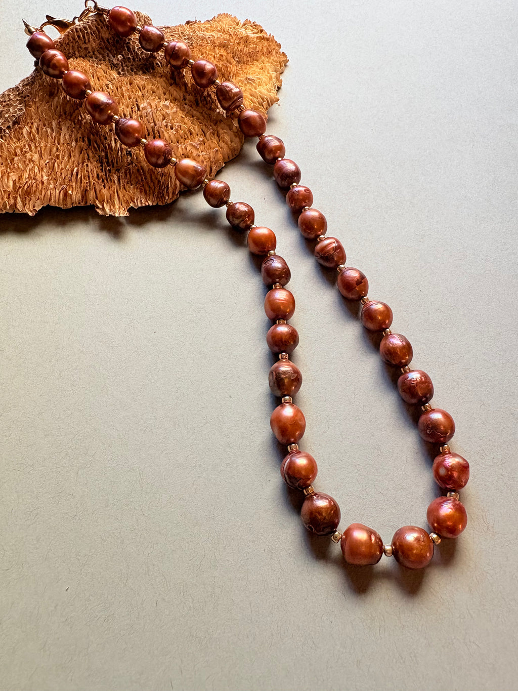 Burnt Orange Fresh  Water Pearl Necklace