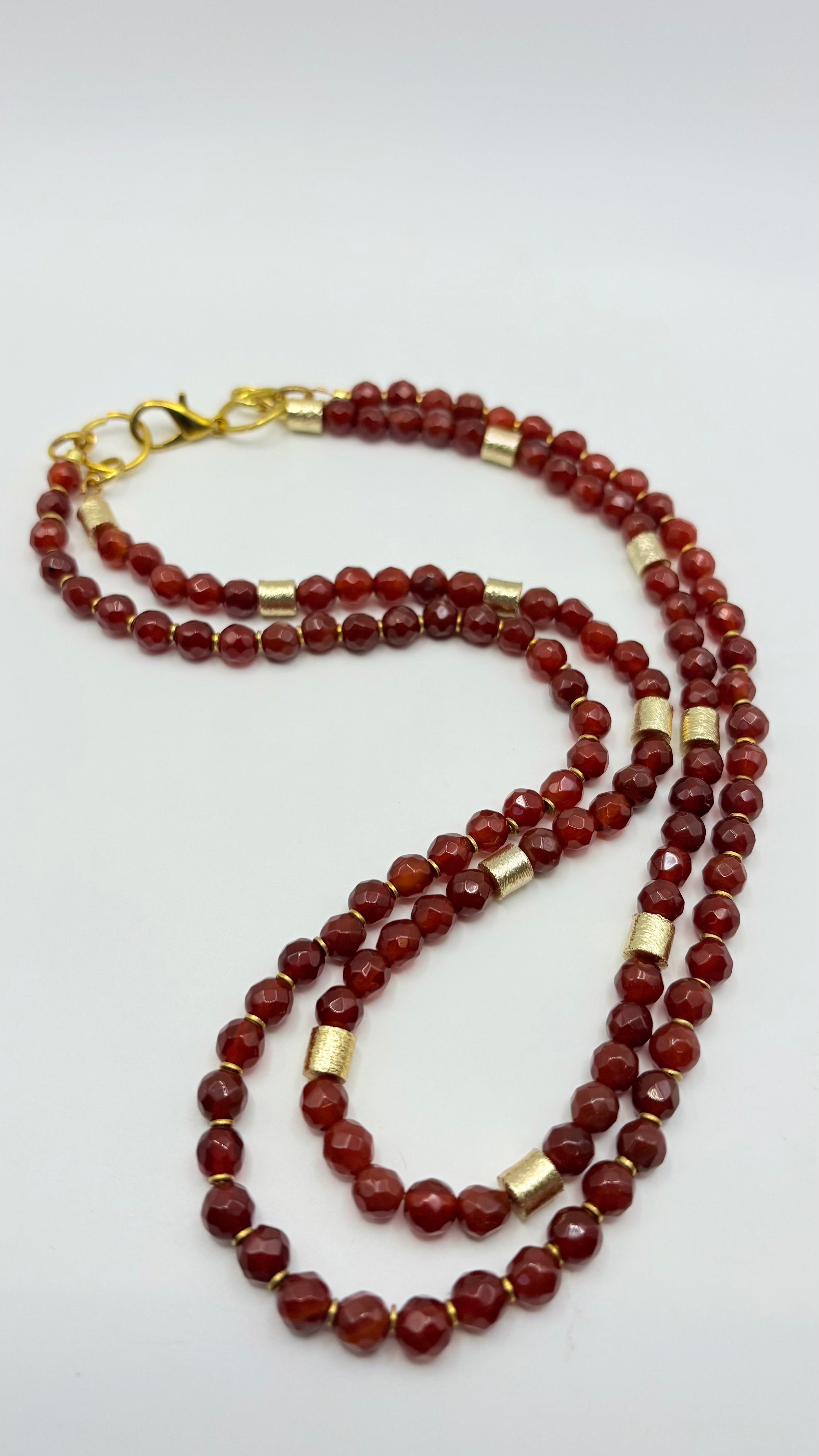 Double Carnelian And Gold Layered Necklace