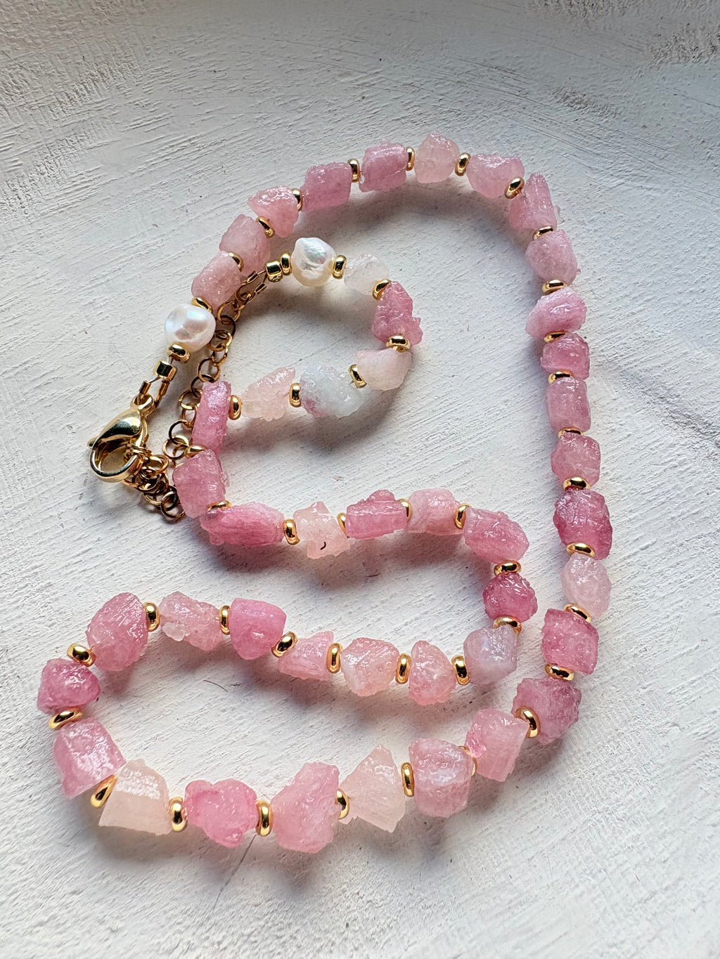 Pink Tourmaline Nugget Necklace