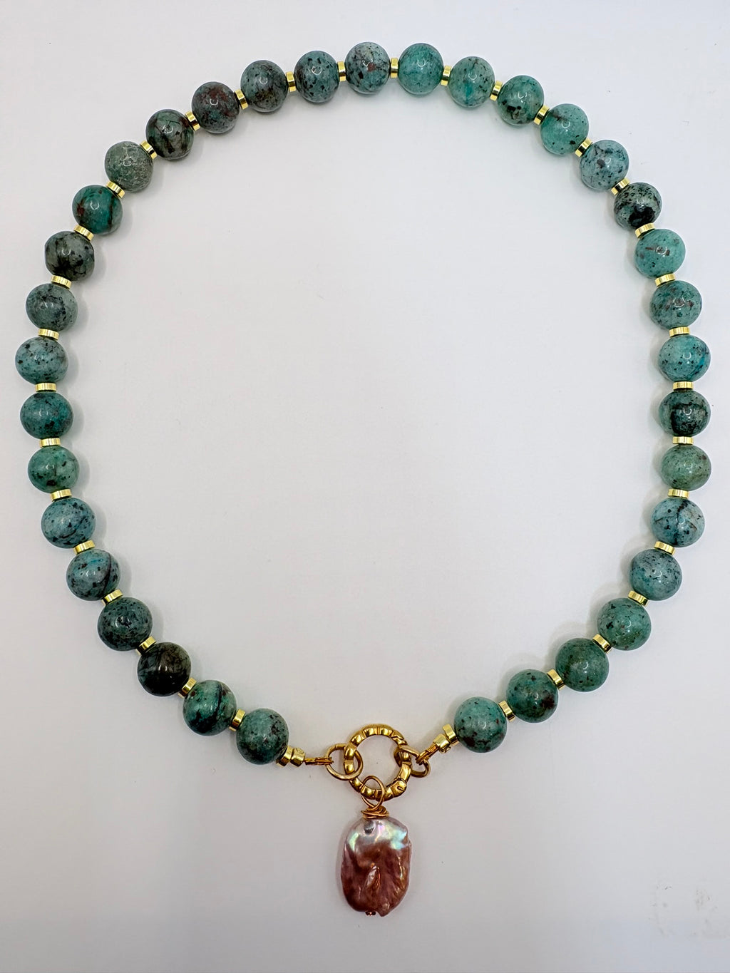 Cuprite Necklace with Purple Pearl Pendant