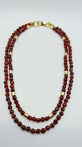 Double Carnelian And Gold Layered Necklace