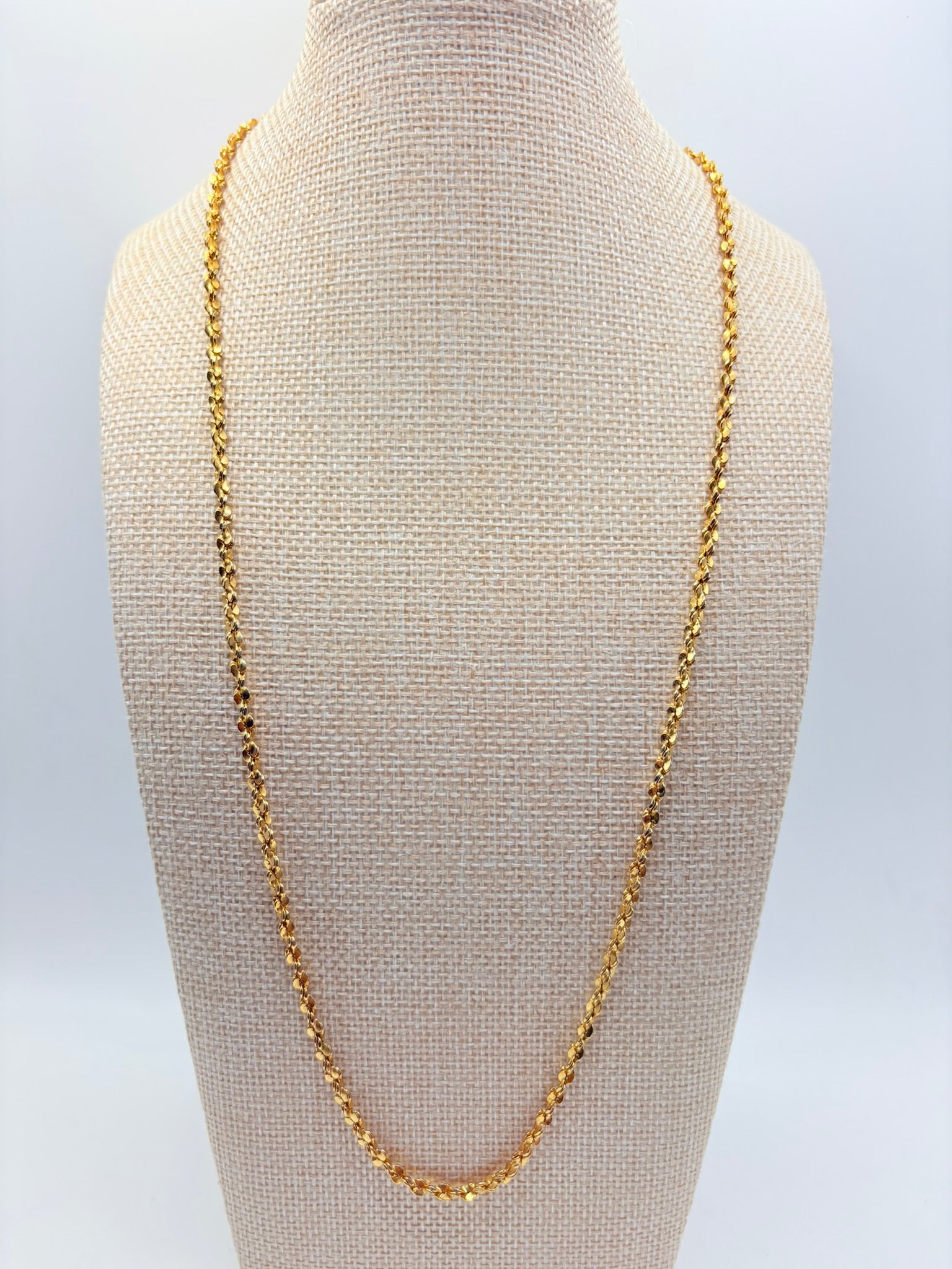 Vintage Faceted Crinkle Singapore Chain 25 inches