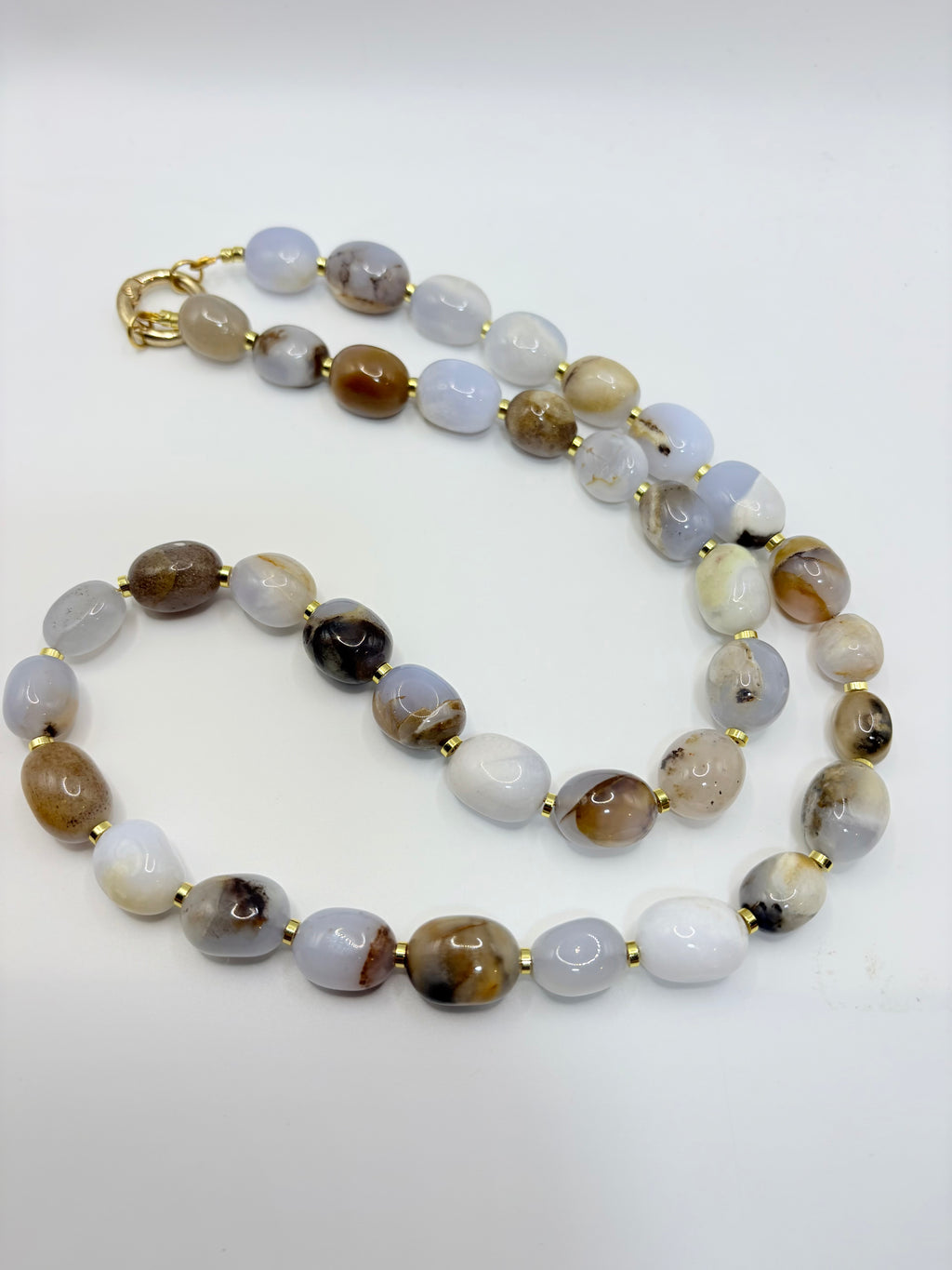 Blue Calcedony Tumble Necklace- Long