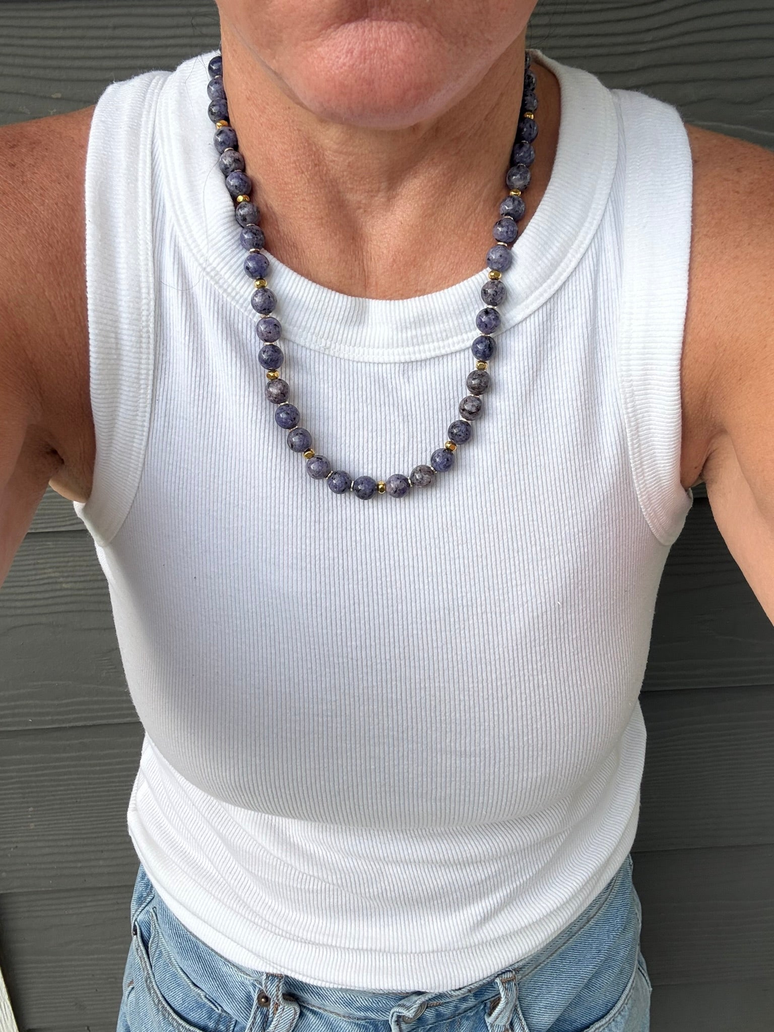Natural Charoite Round Beaded Necklace