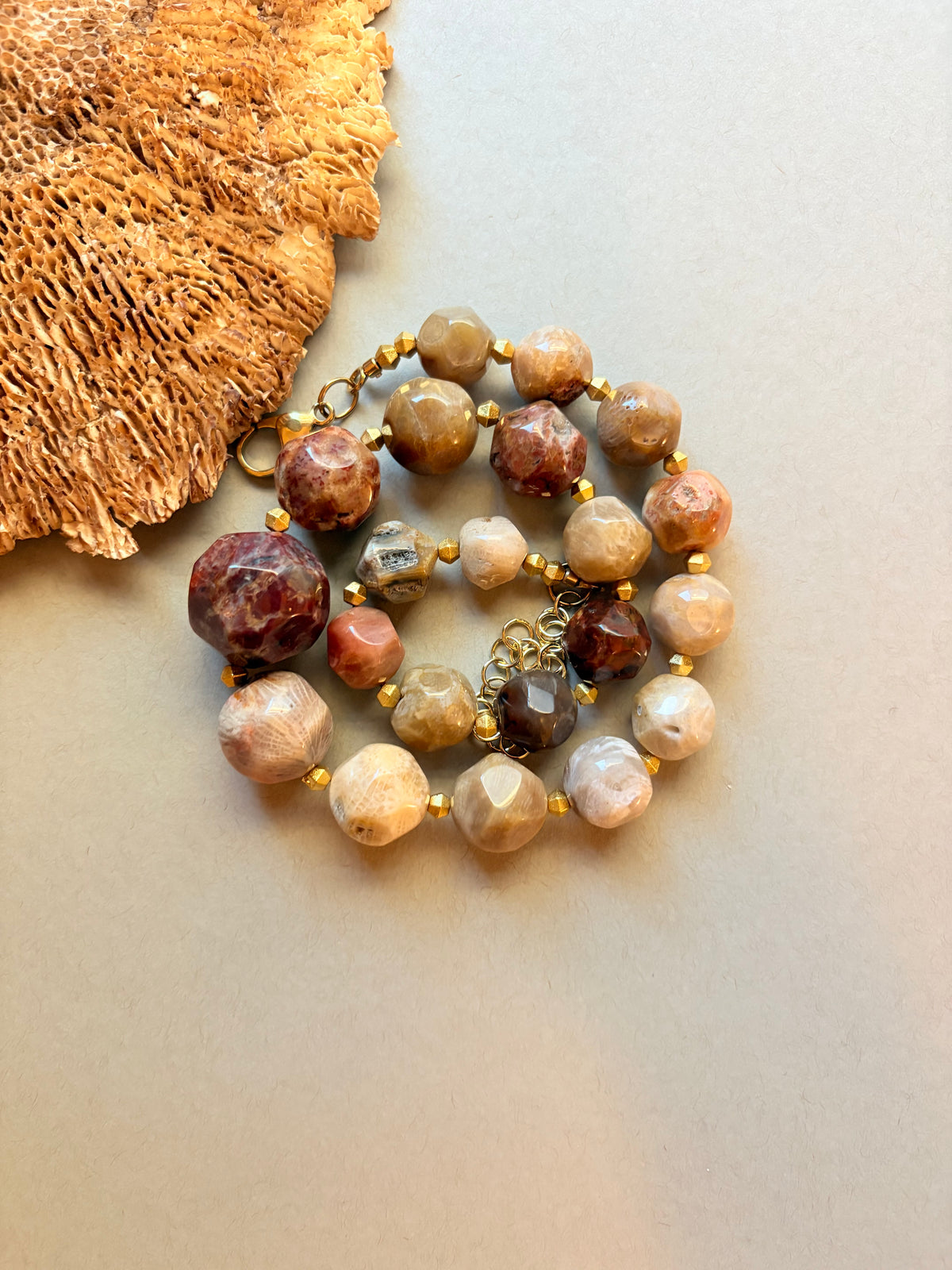 Fossil Coral Agate Statement Necklace