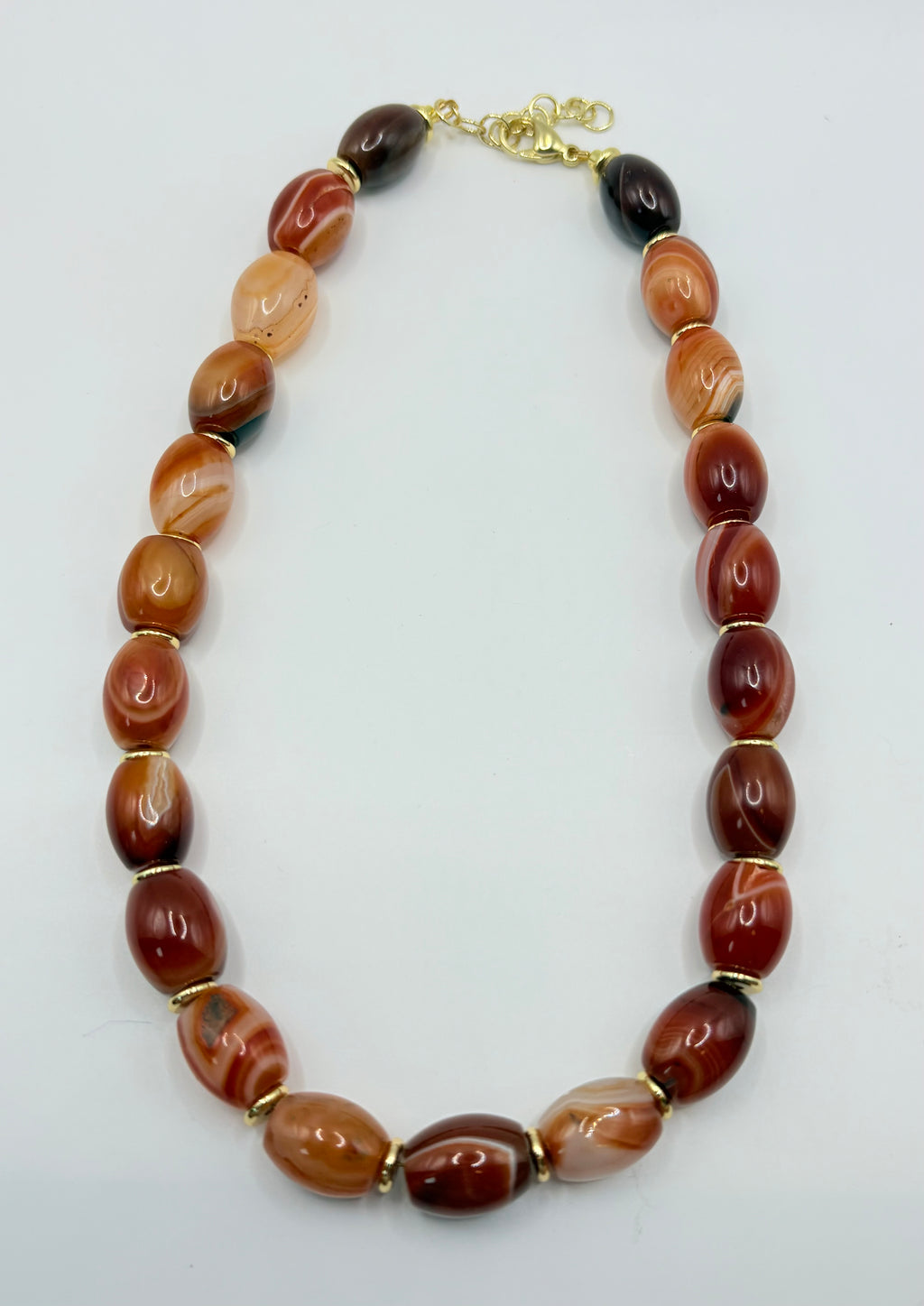 Orange, Black and White Sardonyx Necklace