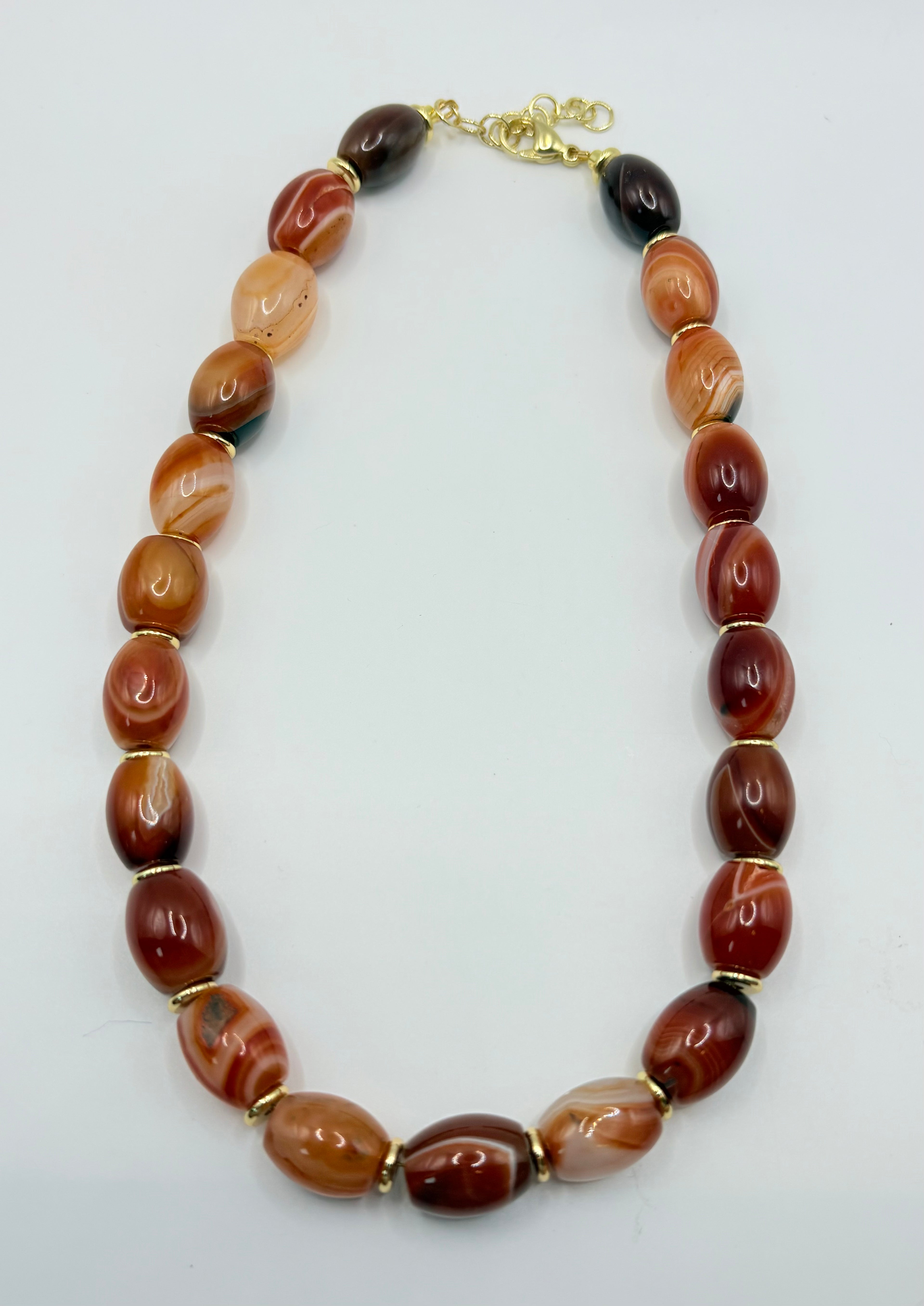 Orange, Black and White Sardonyx Necklace