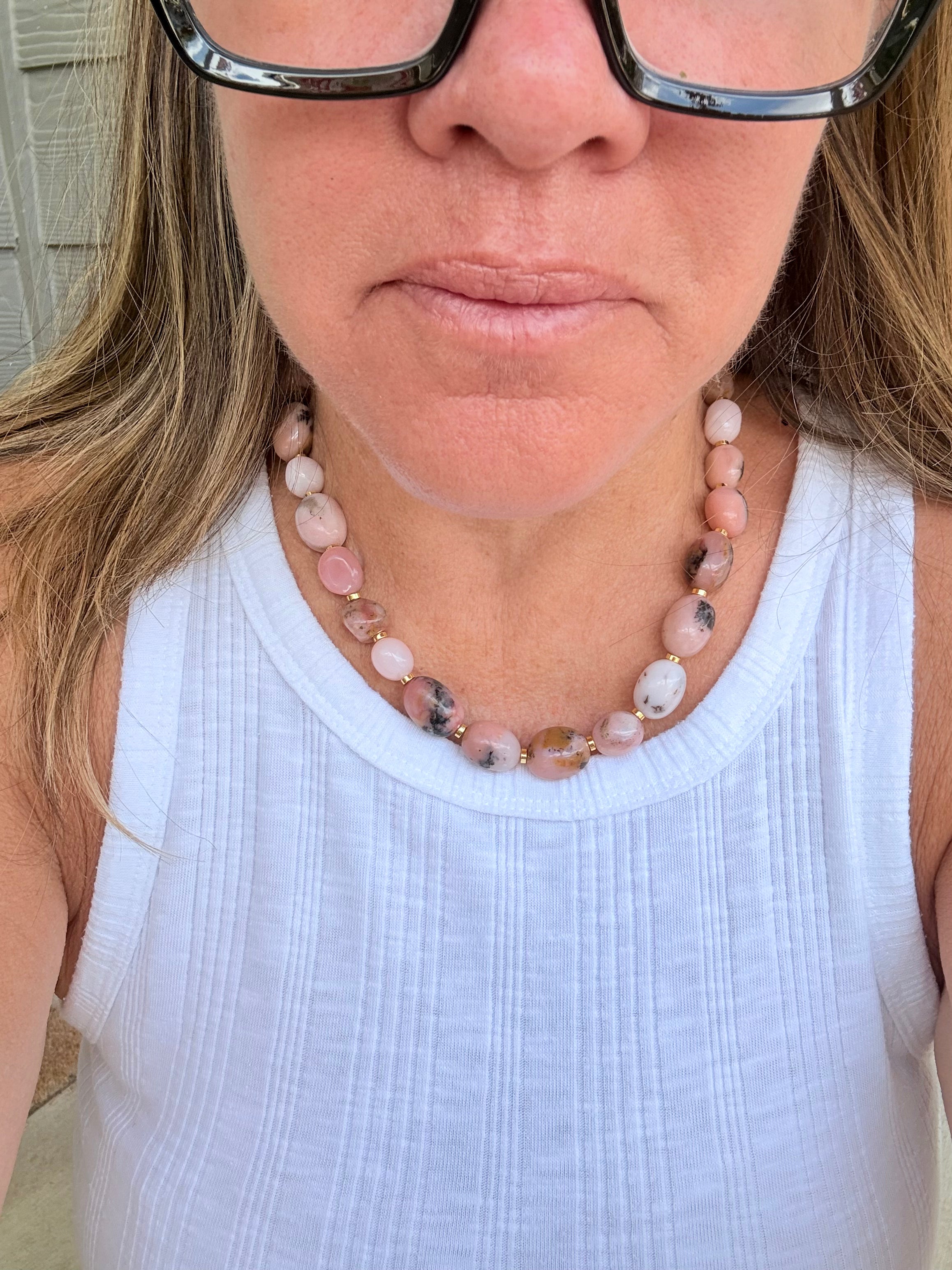 Opal Nugget Necklace, Pink