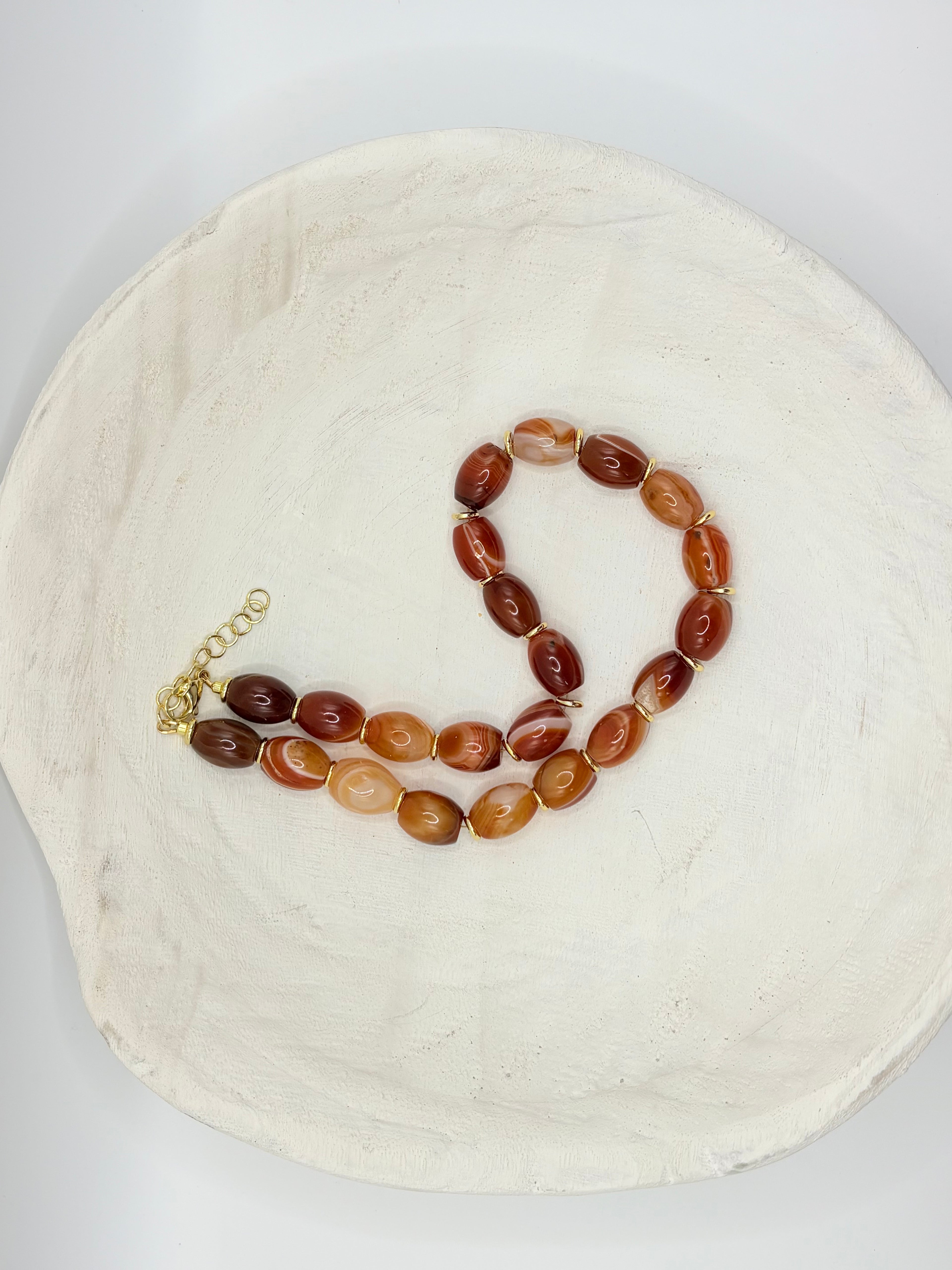 Orange, Black and White Sardonyx Necklace