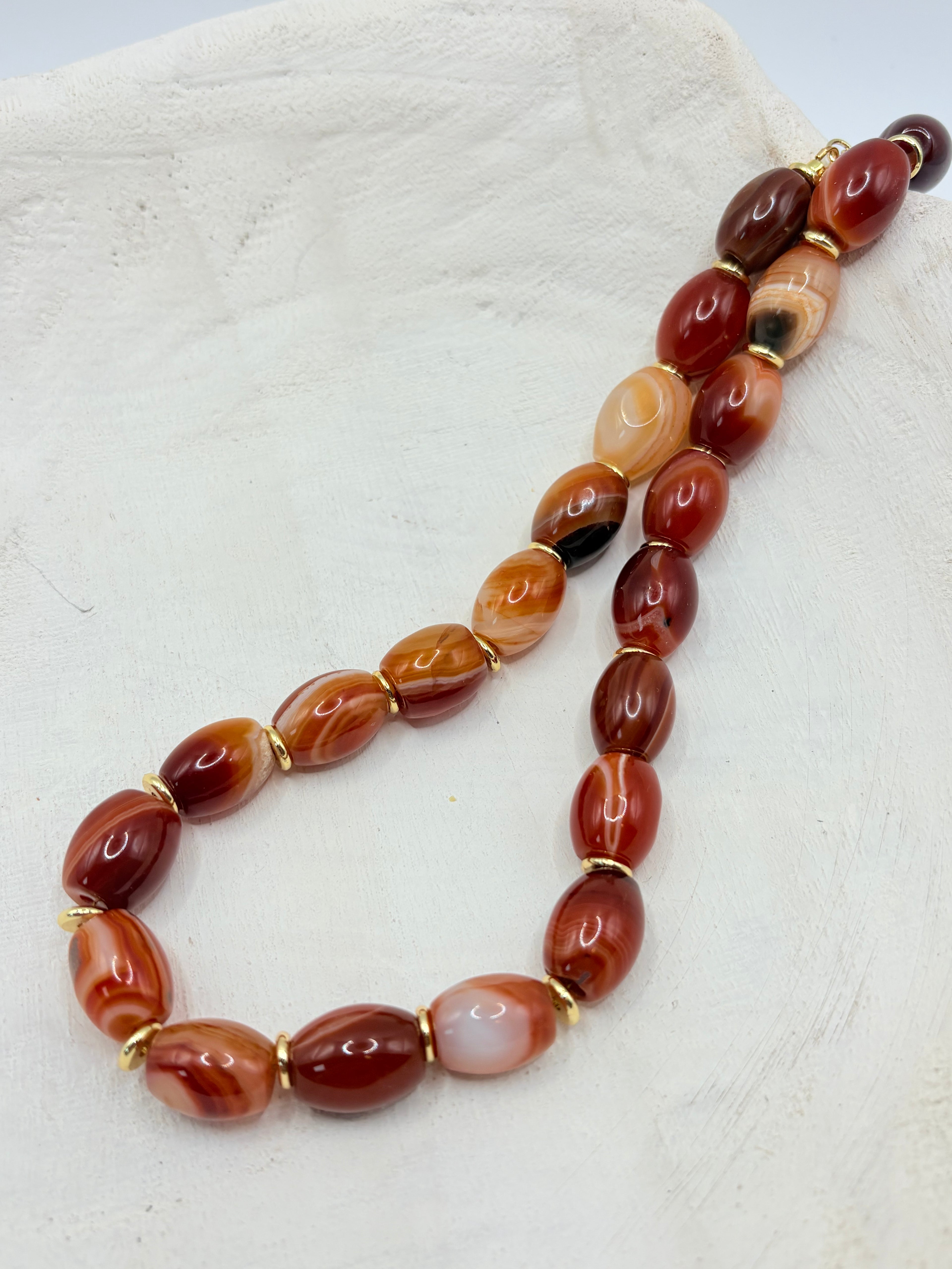Orange, Black and White Sardonyx Necklace