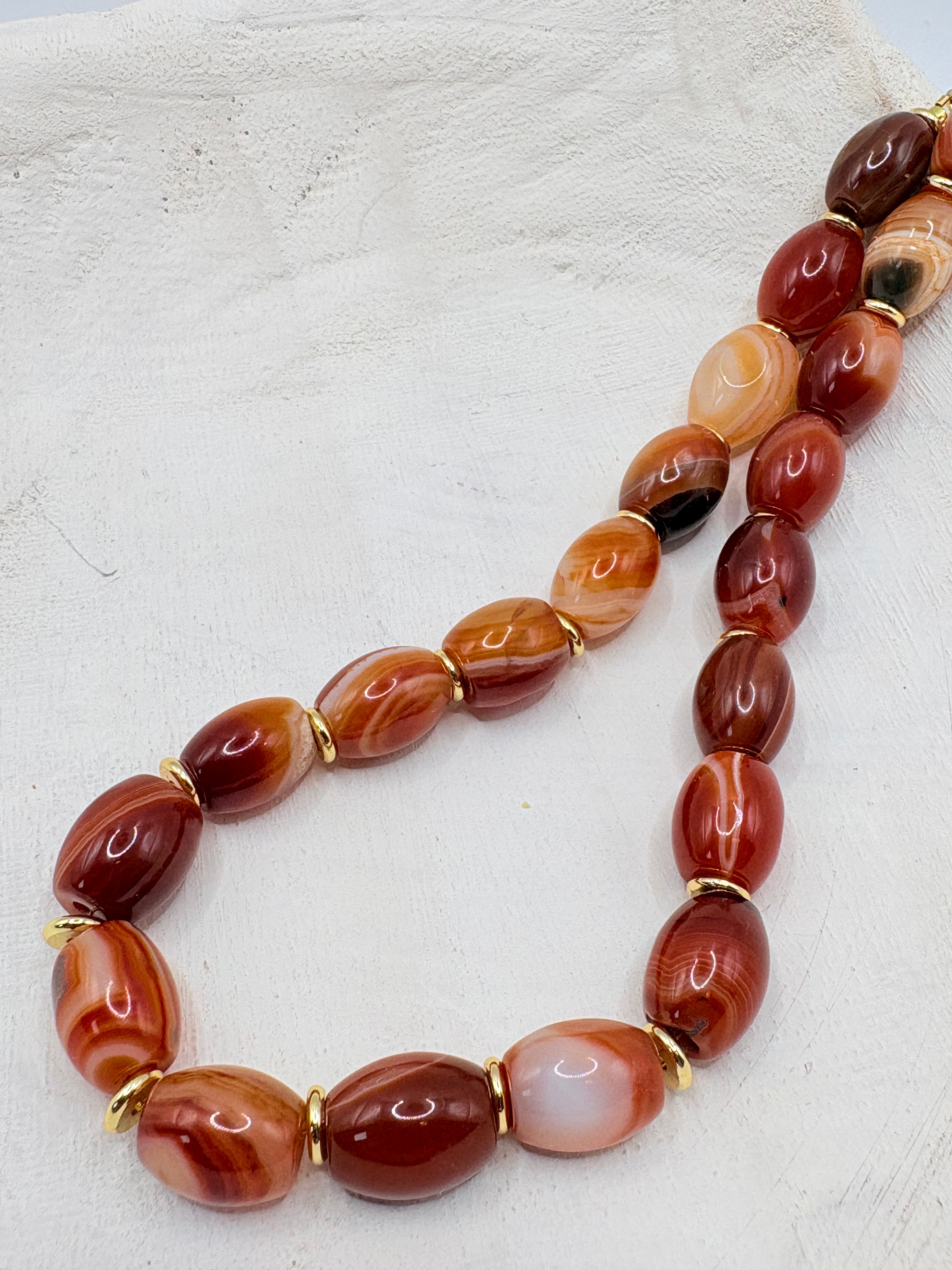 Orange, Black and White Sardonyx Necklace