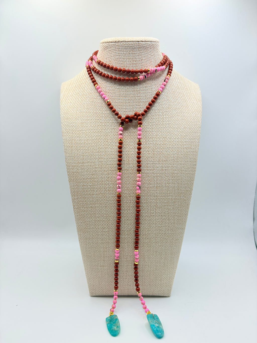 Pink and Orange Lariat Necklace