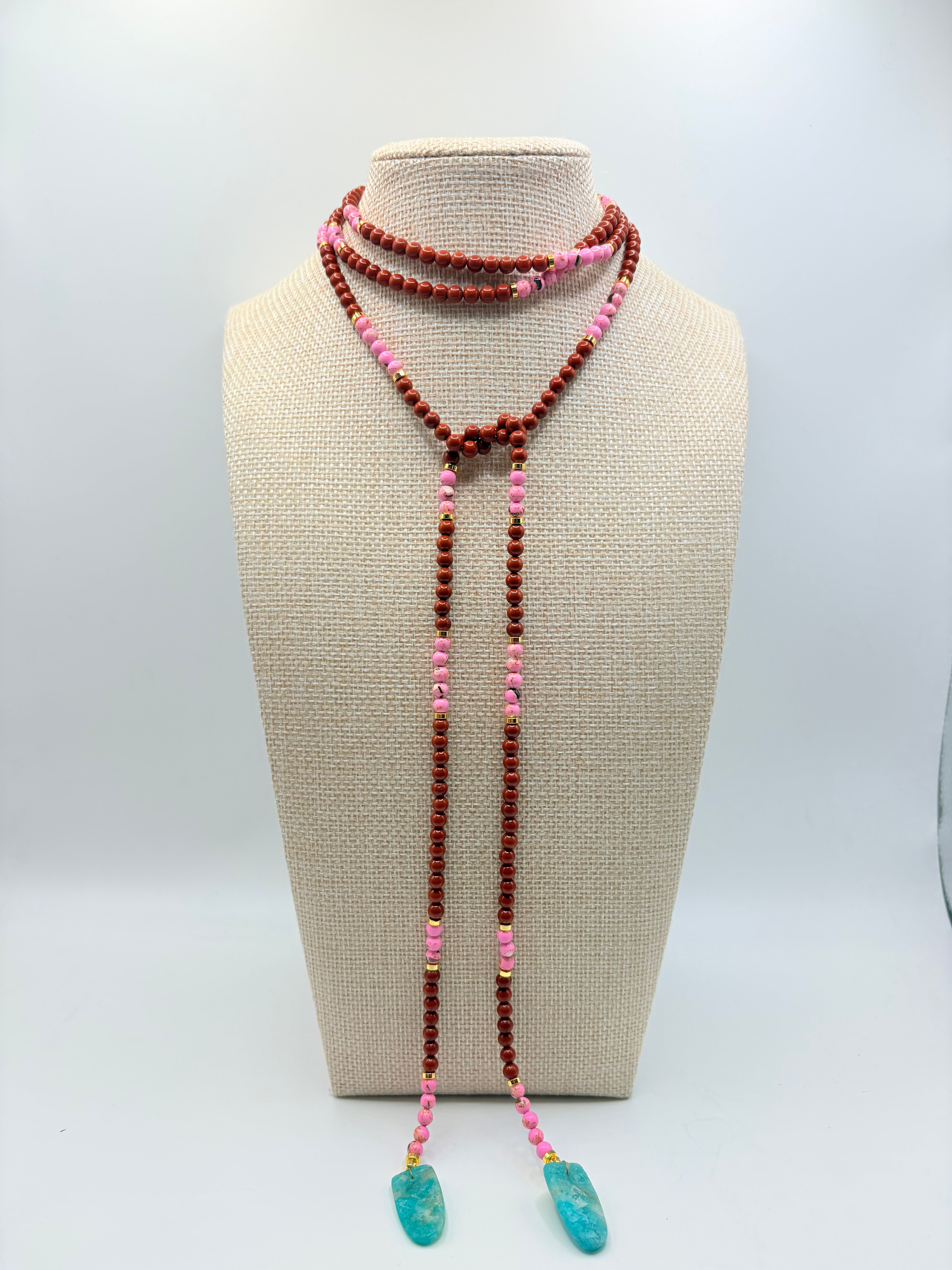 Pink and Orange Lariat Necklace