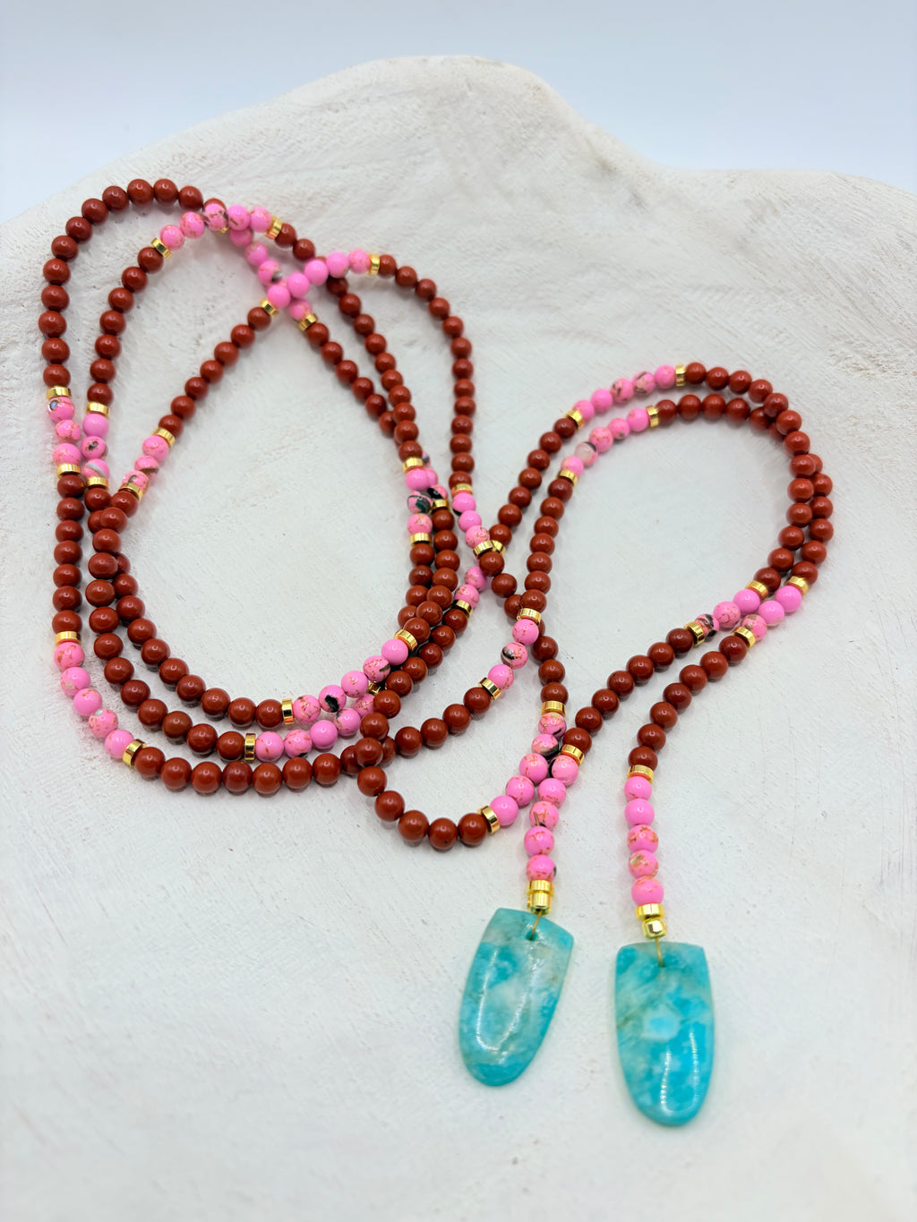 Pink and Orange Lariat Necklace