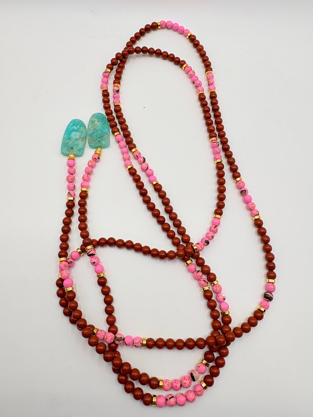 Pink and Orange Lariat Necklace