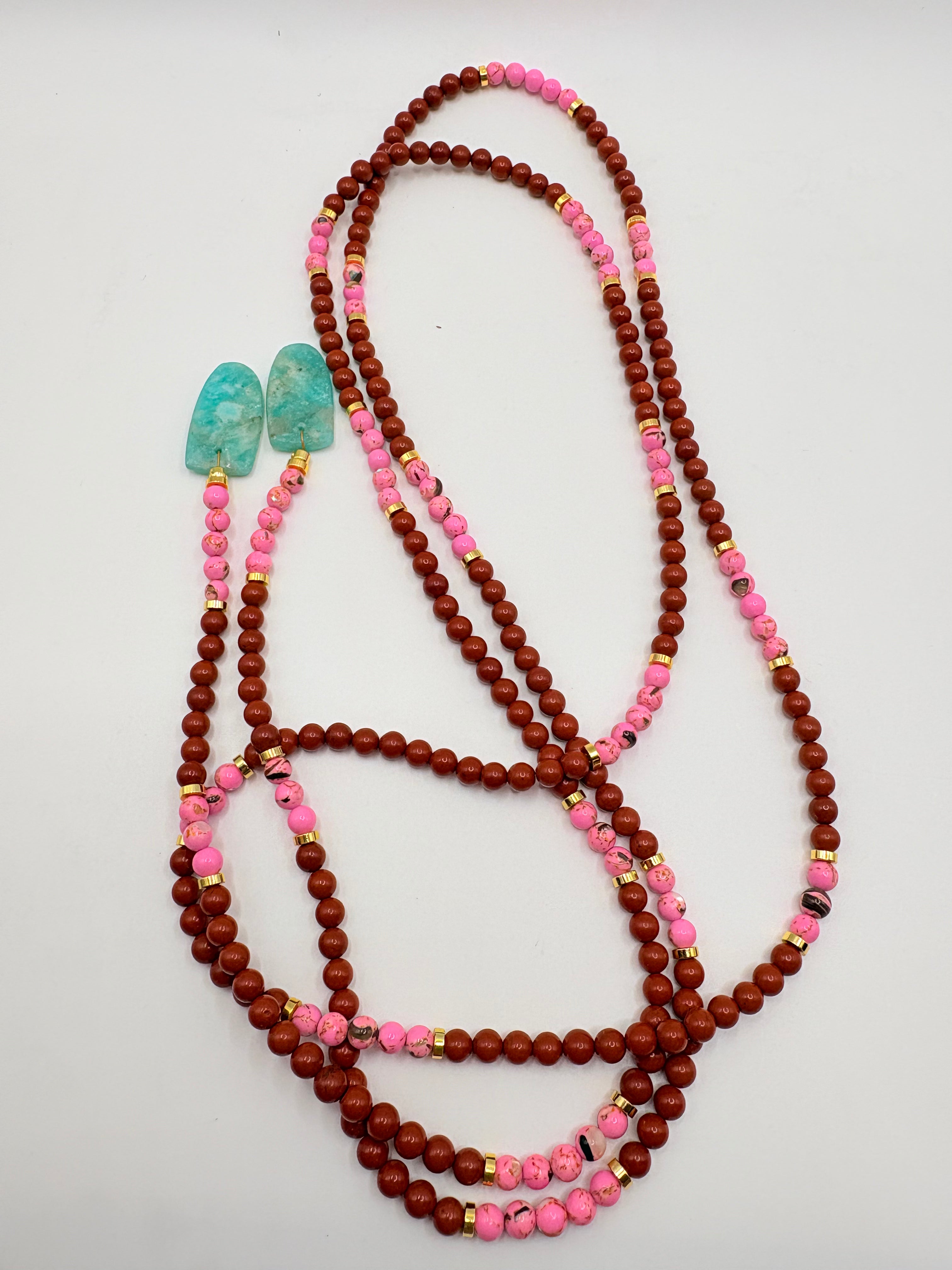 Pink and Orange Lariat Necklace