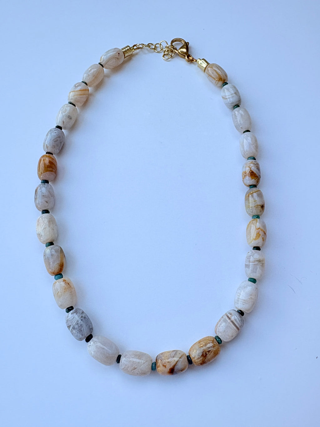 Bamboo Leaf Agate Necklace- Vintage Beads