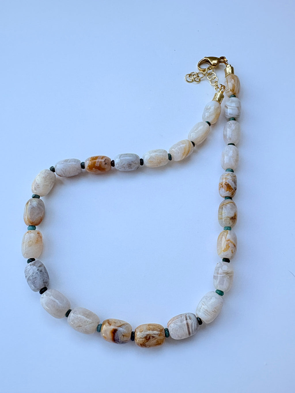 Bamboo Leaf Agate Necklace- Vintage Beads